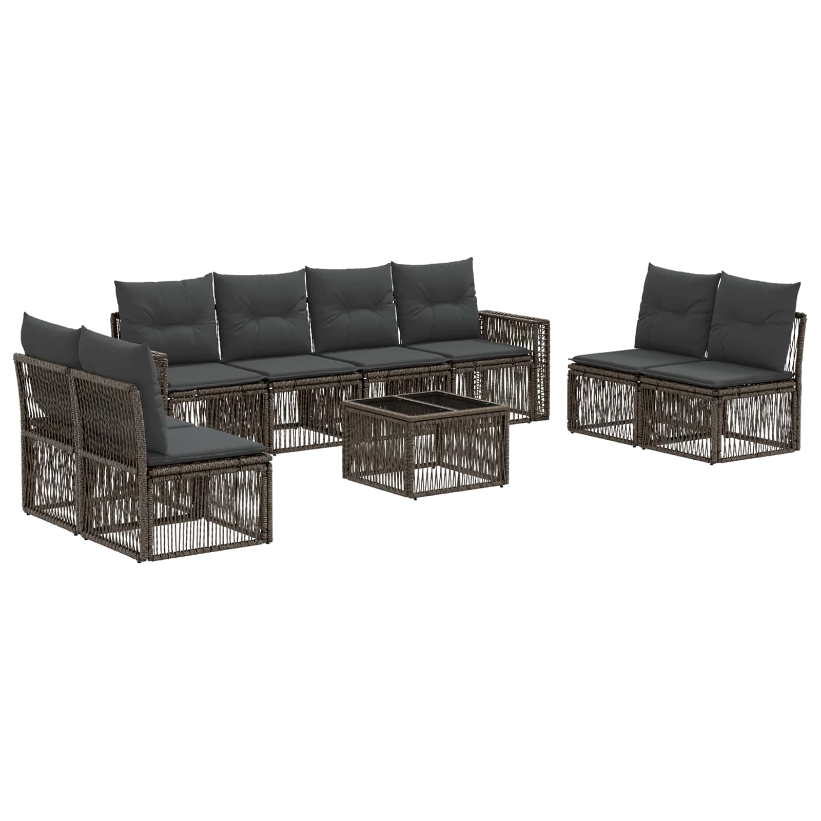 Ensemble de canapé de jardin 9 pcs Gris et Gris foncé polyrotin - XIOS