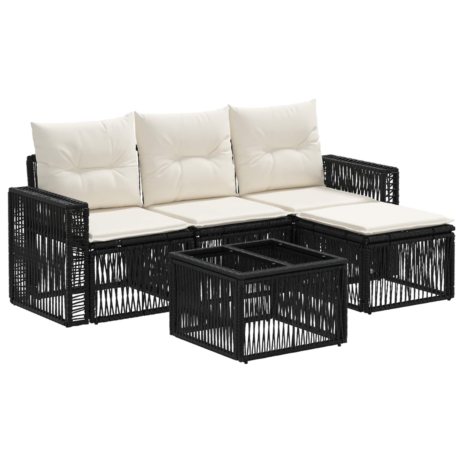 Ensemble de canapé de jardin 5 pcs Noir et blanc crème - XIOS