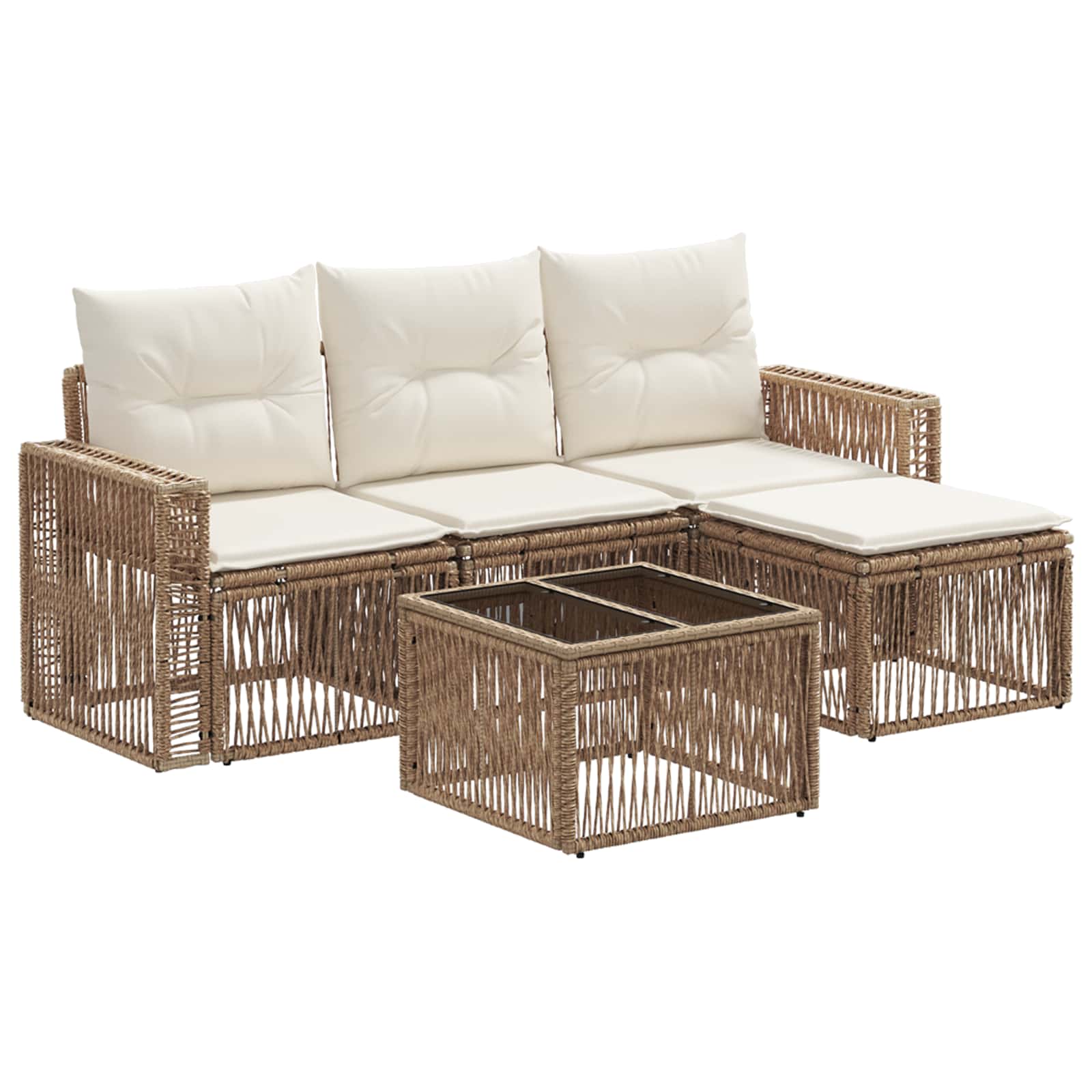 Ensemble de canapé de jardin 5 pcs Beige et blanc crème - XIOS