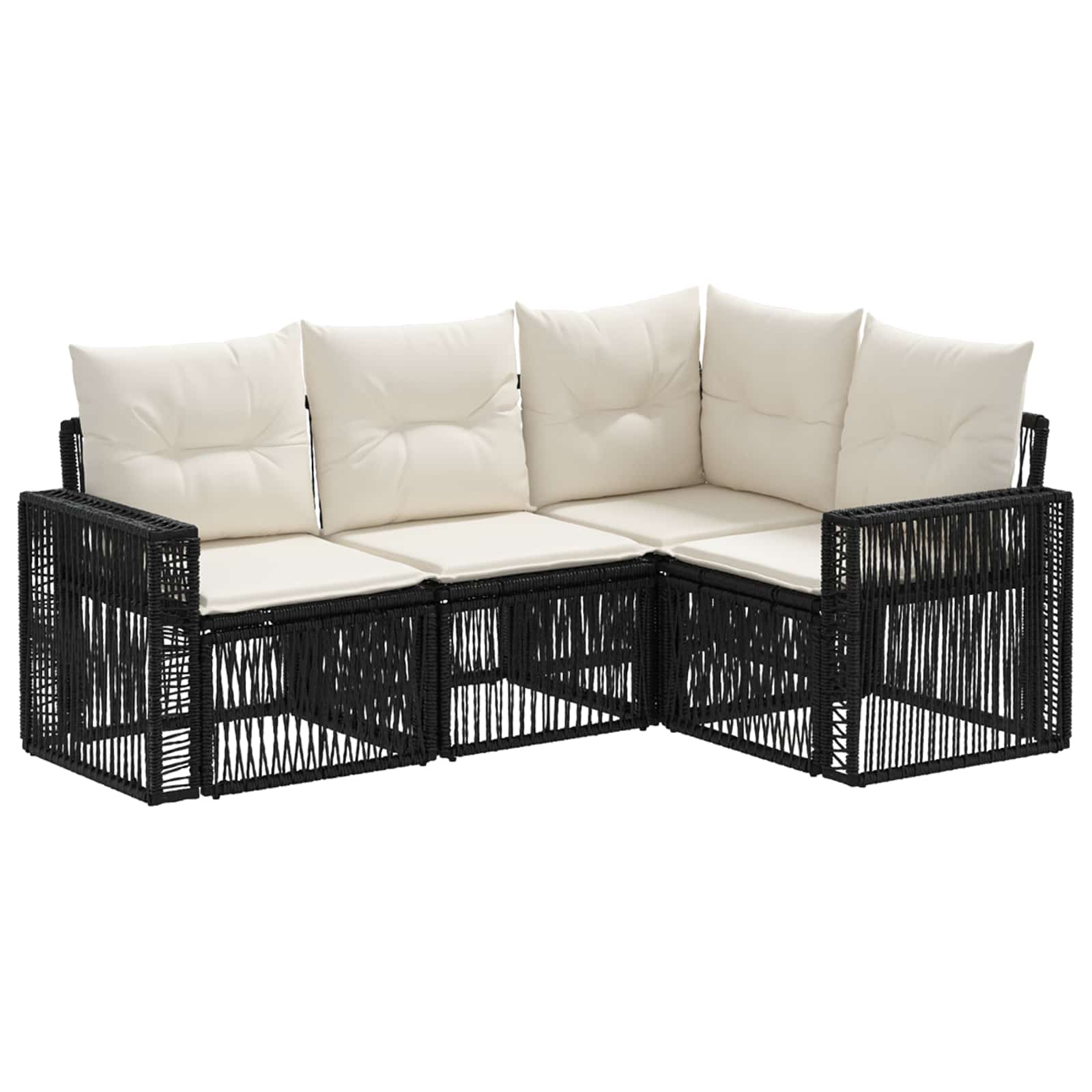 Ensemble de canapé de jardin 4 pcs Noir et blanc crème - XIOS