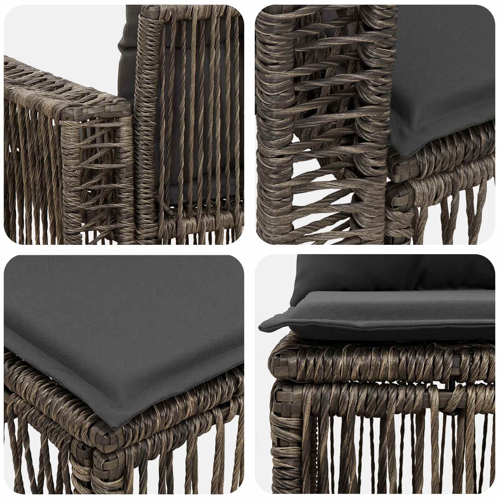 Ensemble de canapé de jardin 4 pcs Gris et Gris foncé polyrotin - XIOS