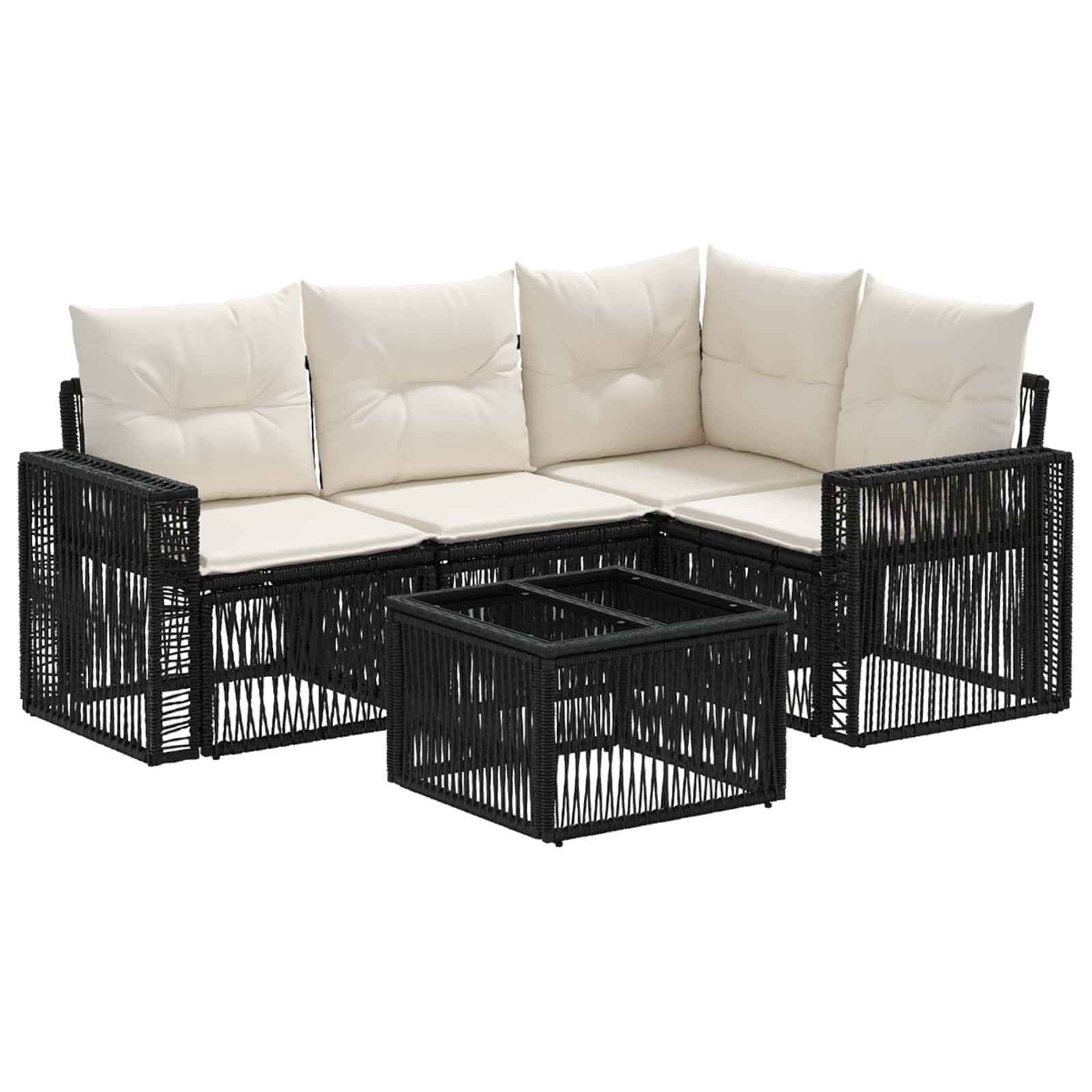 Ensemble de canapé de jardin 5 pcs Noir et blanc crème - XIOS