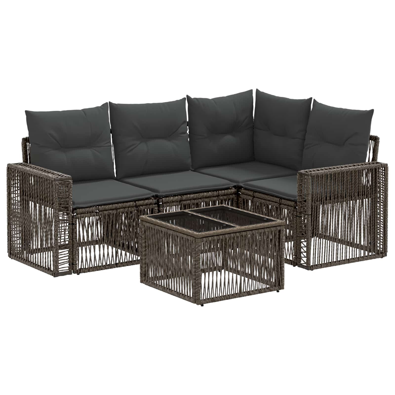 Ensemble de canapé de jardin 5 pcs Gris et Gris foncé polyrotin - XIOS
