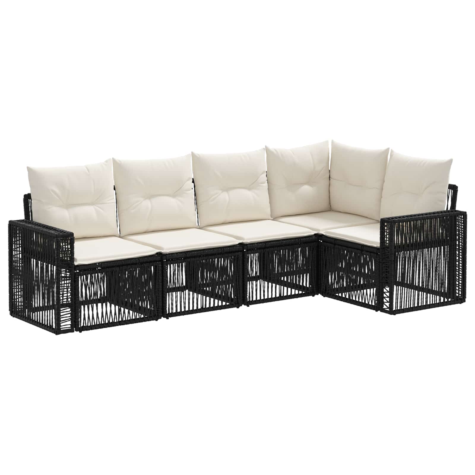 Ensemble de canapé de jardin 5 pcs Noir et blanc crème - XIOS