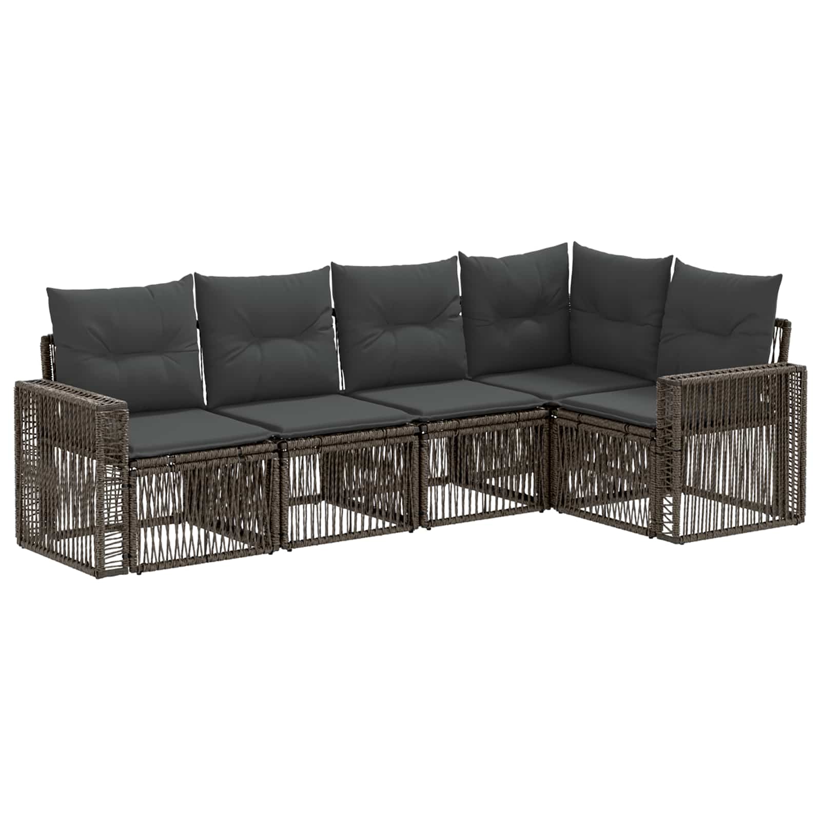 Ensemble de canapé de jardin 5 pcs Gris et Gris foncé polyrotin - XIOS
