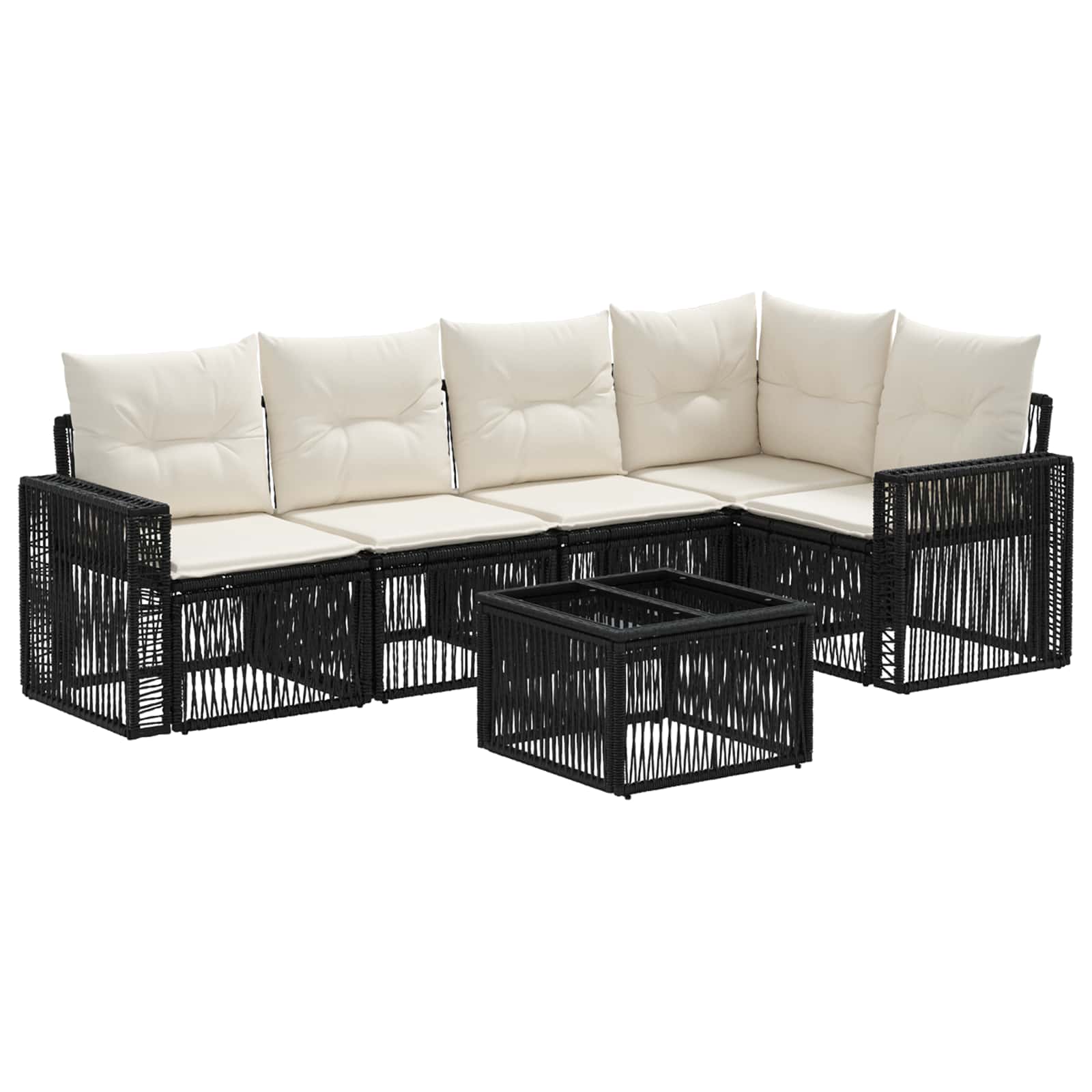 Ensemble de canapé de jardin 6 pcs Noir et blanc crème - XIOS