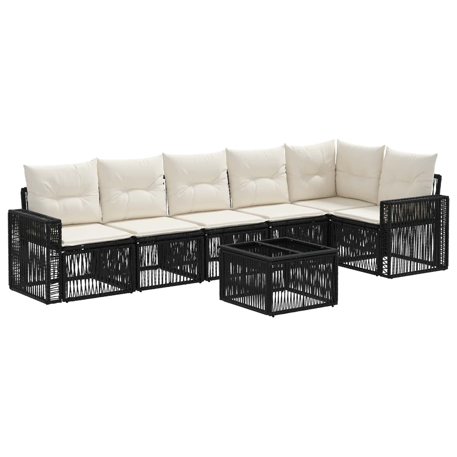 Ensemble de canapé de jardin 7 pcs Noir et blanc crème - XIOS