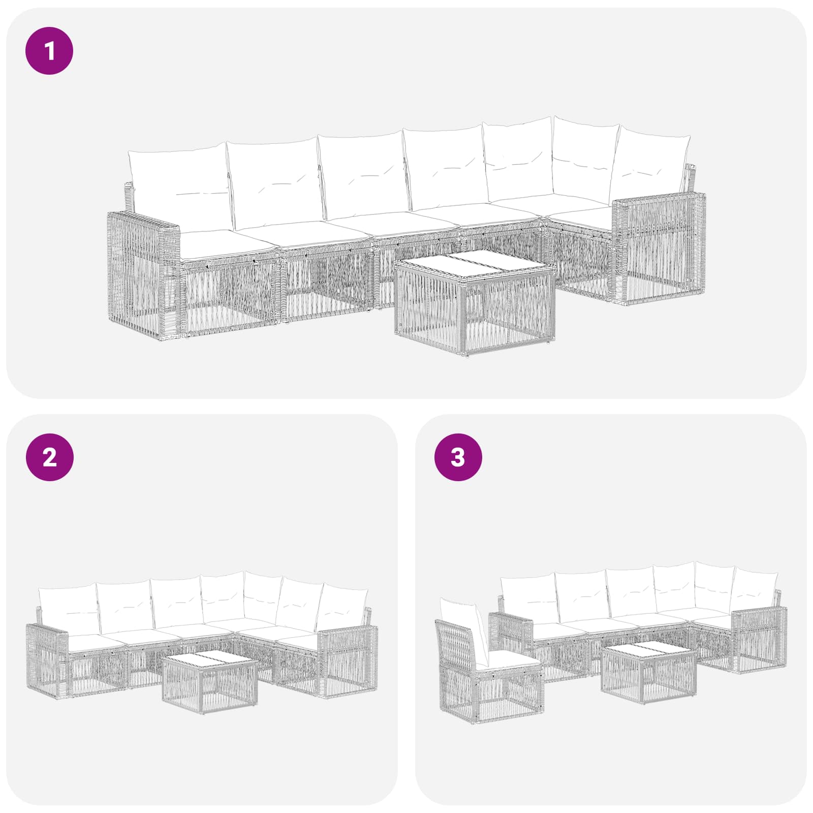Ensemble de canapé de jardin 7 pcs Beige et blanc crème - XIOS