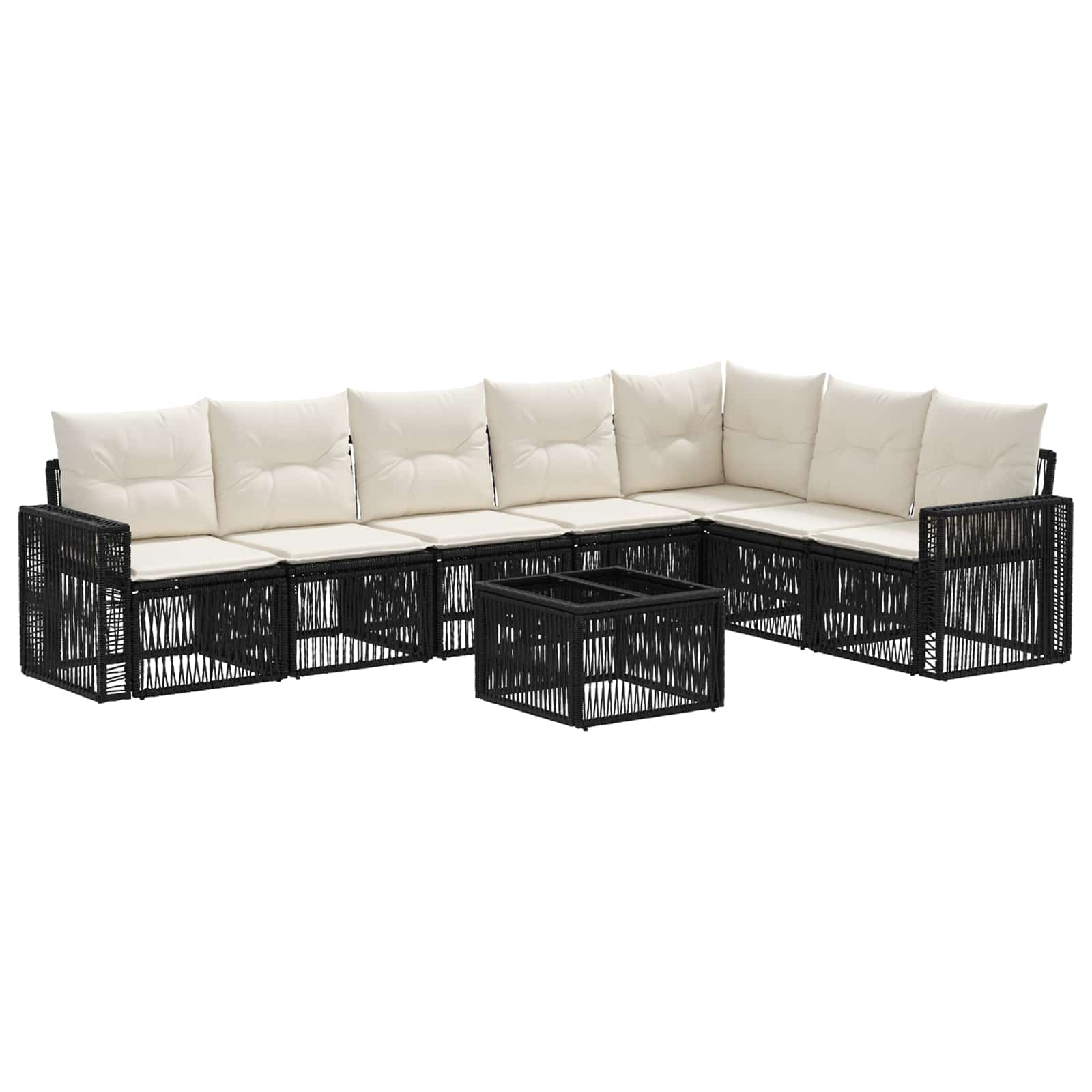 Ensemble de canapé de jardin 8 pcs Noir et blanc crème - XIOS