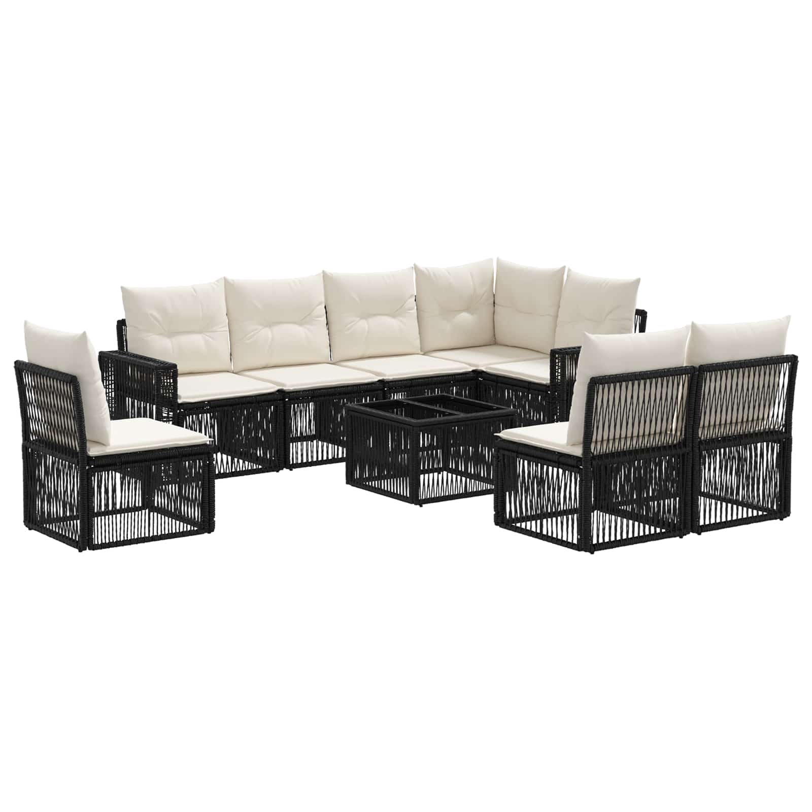 Ensemble de canapé de jardin 9 pcs Noir et blanc crème - XIOS