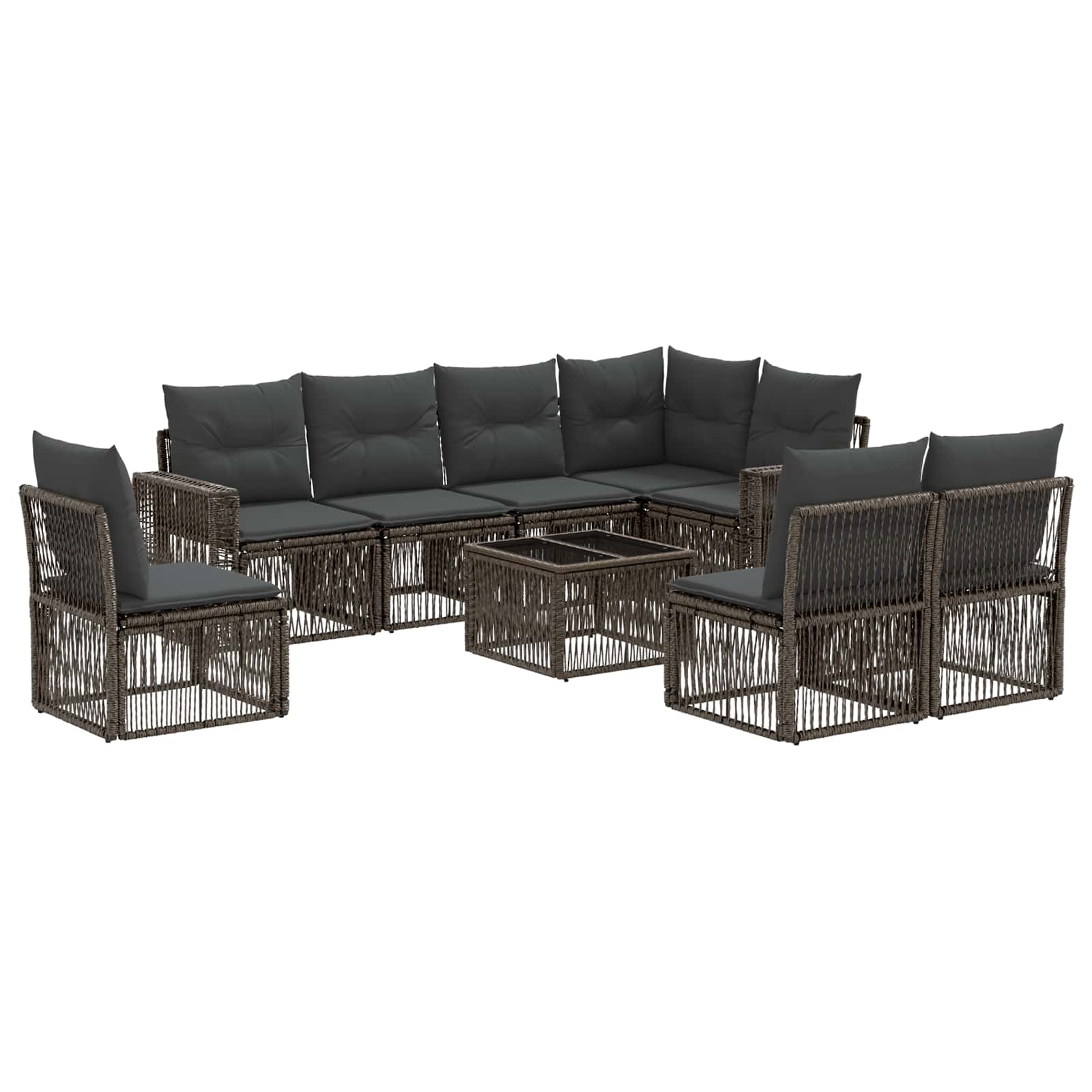 Ensemble de canapé de jardin 9 pcs Gris et Gris foncé polyrotin - XIOS