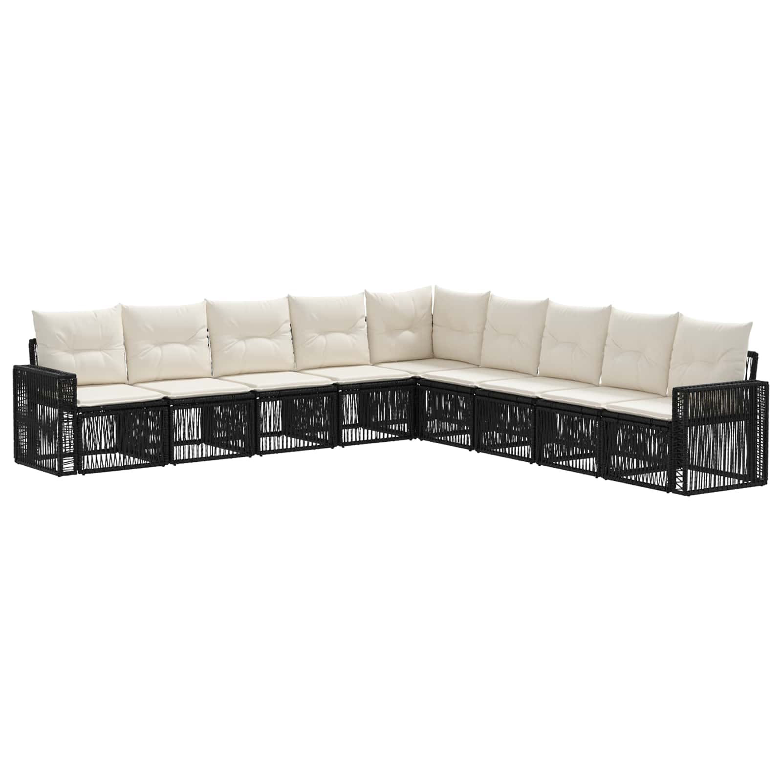 Ensemble de canapé de jardin 9 pcs Noir et blanc crème - XIOS