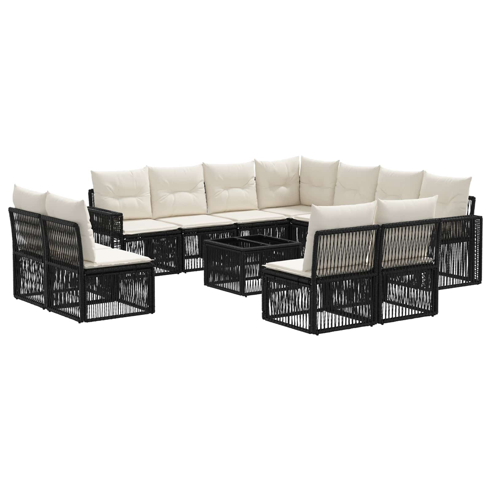 Ensemble de canapé de jardin 12 pcs Noir et blanc crème - XIOS