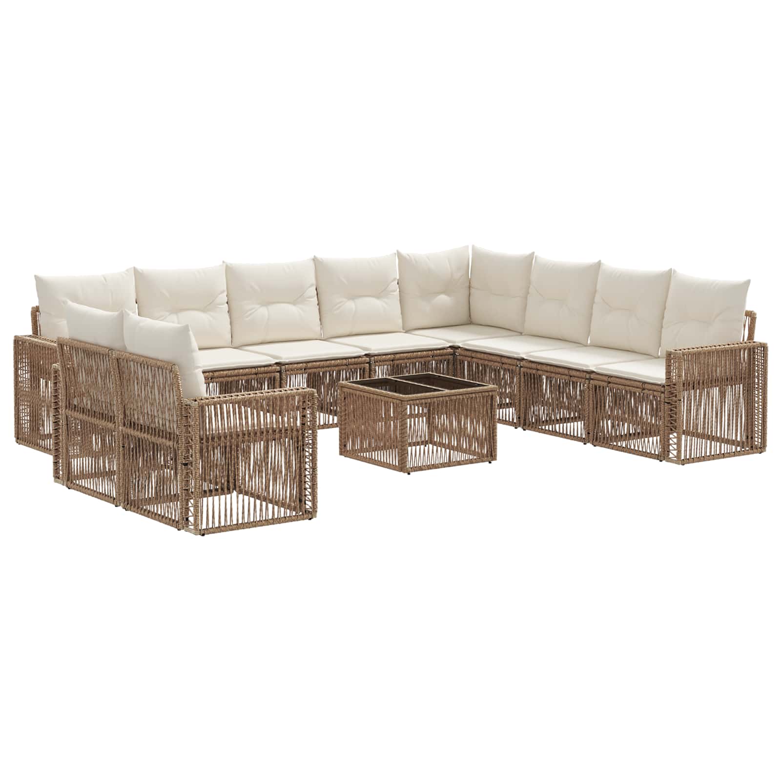 Ensemble de canapé de jardin 11 pcs Beige et blanc crème - XIOS