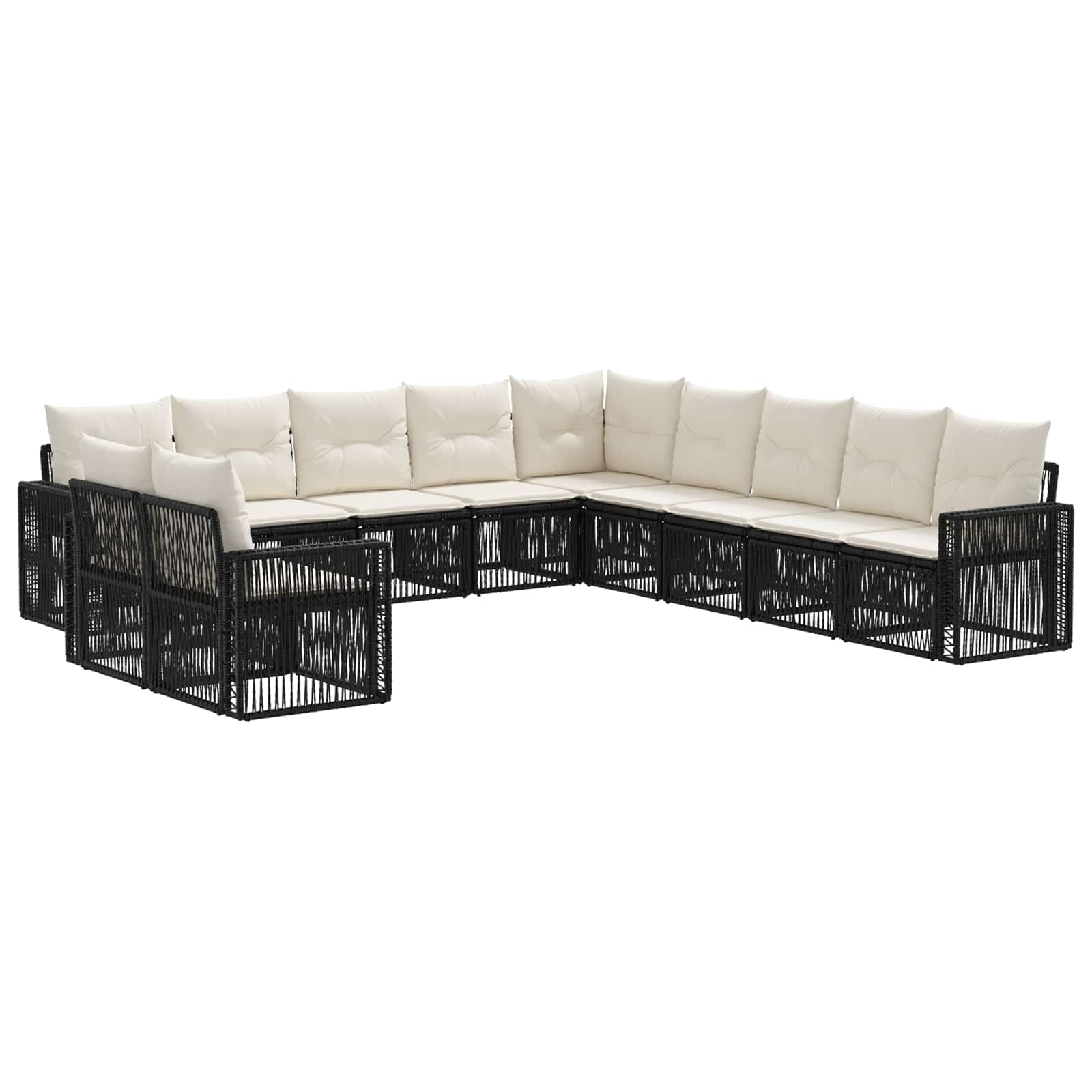 Ensemble de canapé de jardin 11 pcs Noir et blanc crème - XIOS