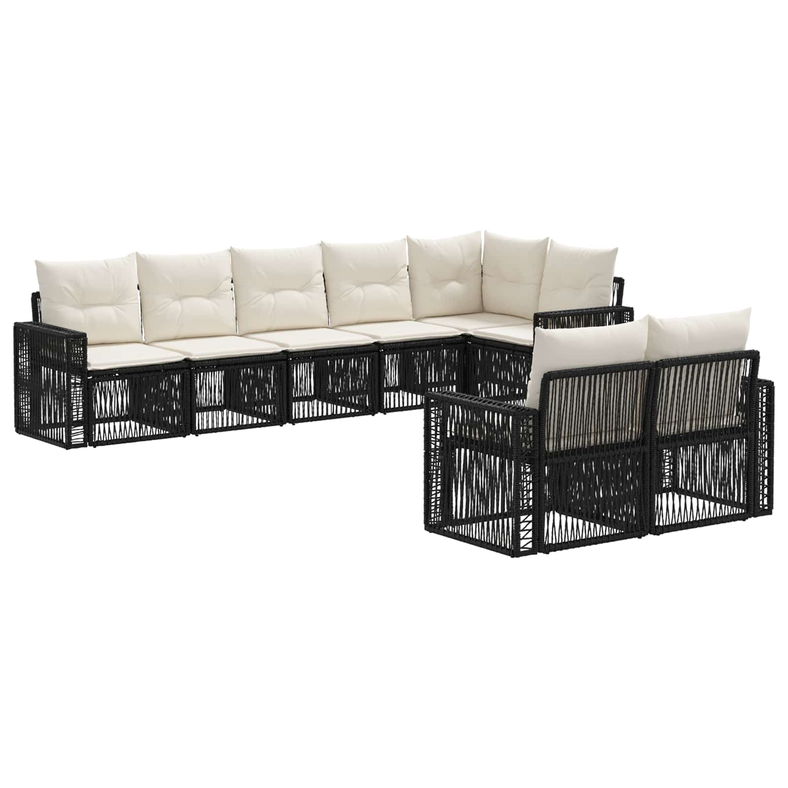 Ensemble de canapé de jardin 8 pcs Noir et blanc crème - XIOS
