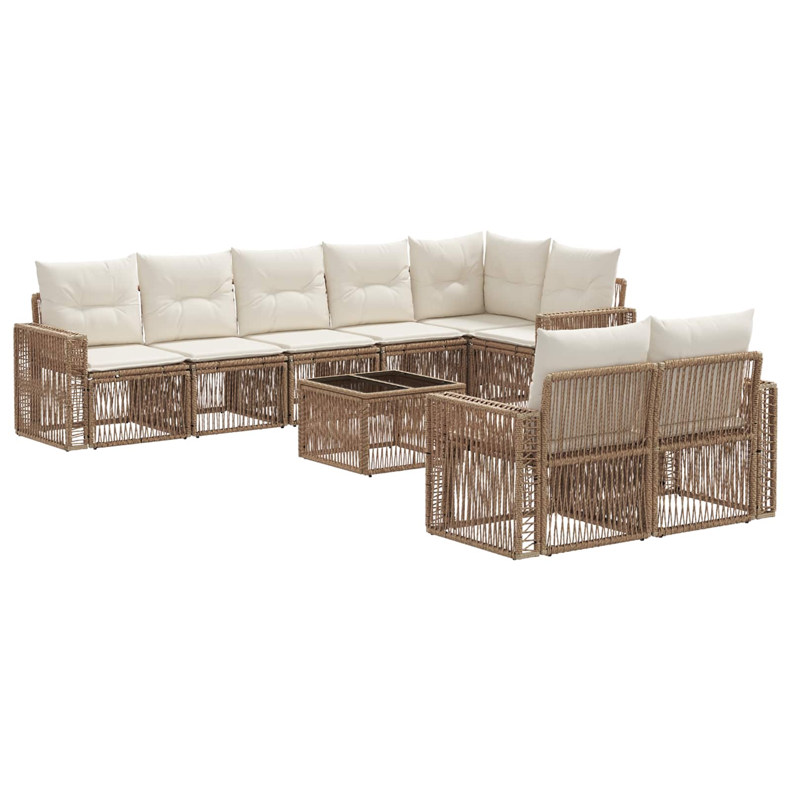 Ensemble de canapé de jardin 9 pcs Beige et blanc crème - XIOS