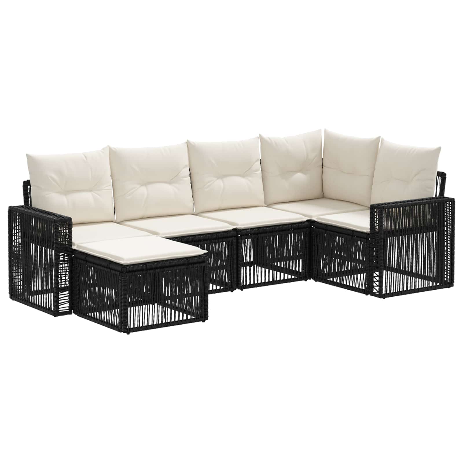 Ensemble de canapé de jardin 6 pcs Noir et blanc crème - XIOS