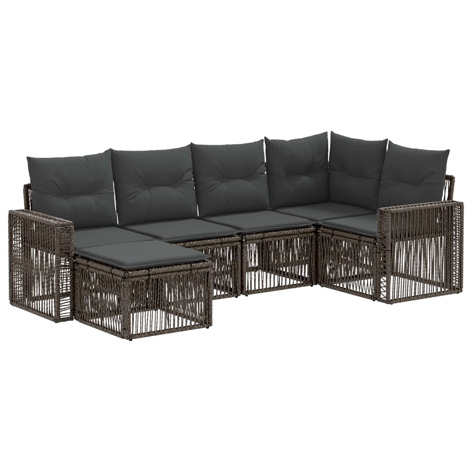 Ensemble de canapé de jardin 6 pcs Gris et Gris foncé polyrotin - XIOS