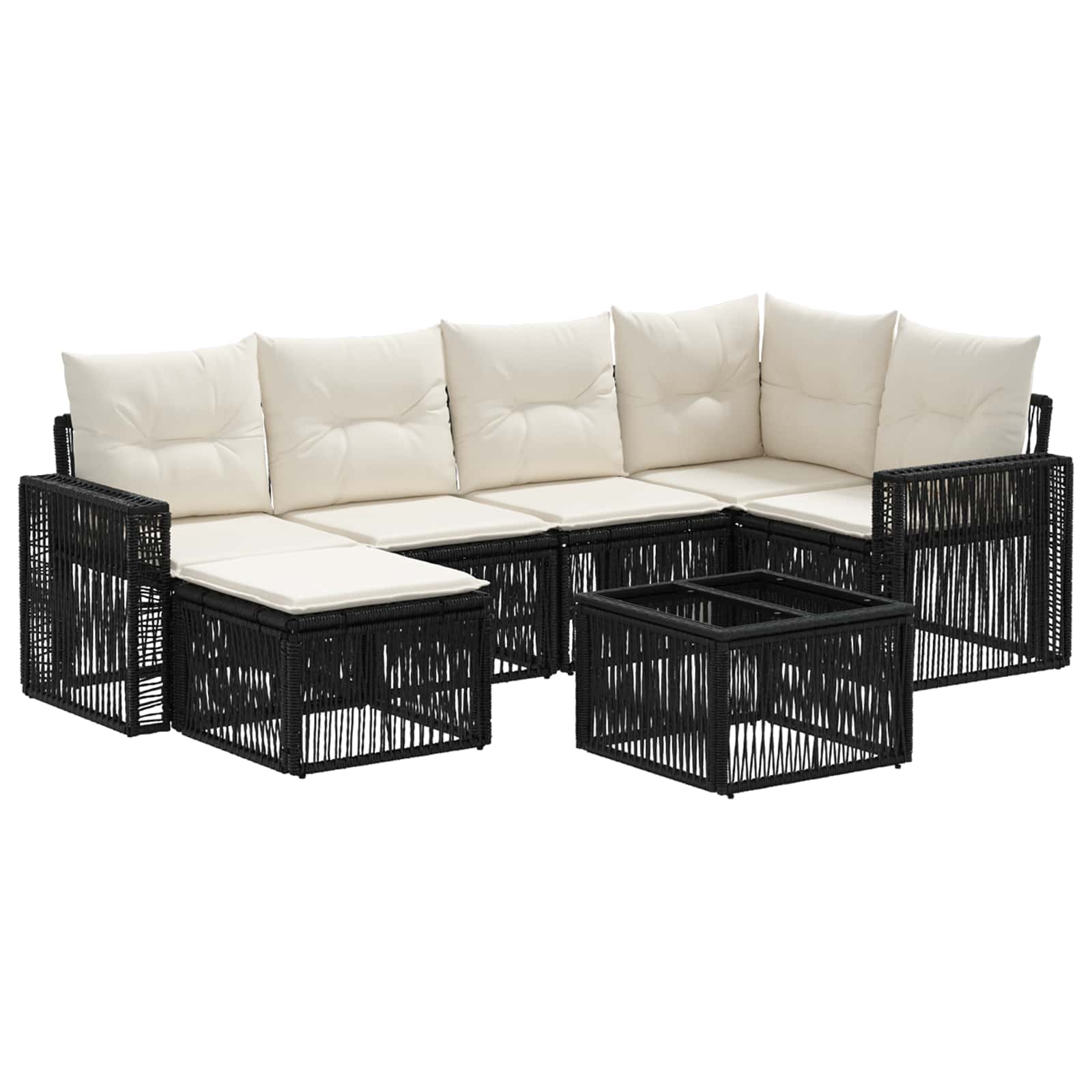 Ensemble de canapé de jardin 7 pcs Noir et blanc crème - XIOS