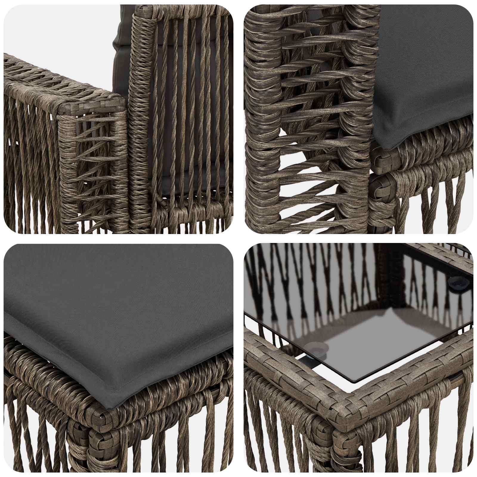 Ensemble de canapé de jardin 7 pcs Gris et Gris foncé polyrotin - XIOS