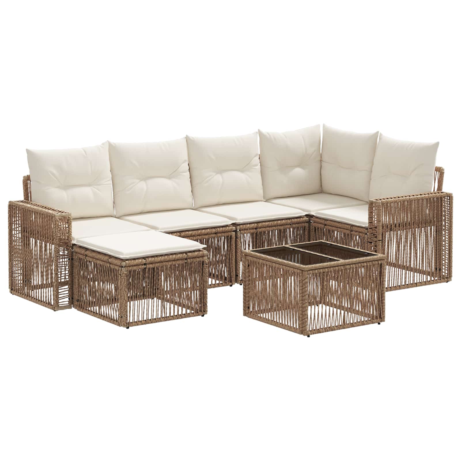 Ensemble de canapé de jardin 7 pcs Beige et blanc crème - XIOS