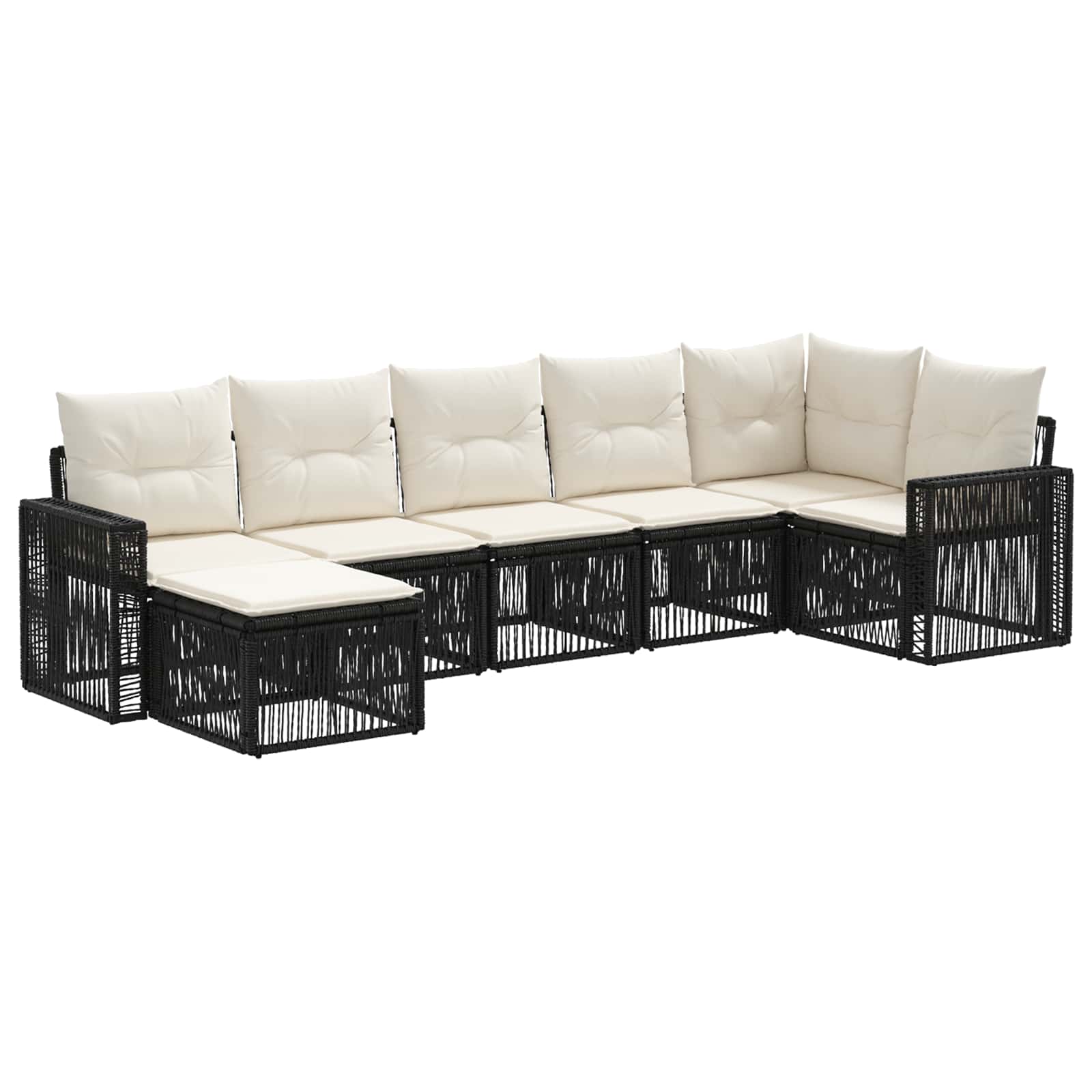 Ensemble de canapé de jardin 7 pcs Noir et blanc crème - XIOS
