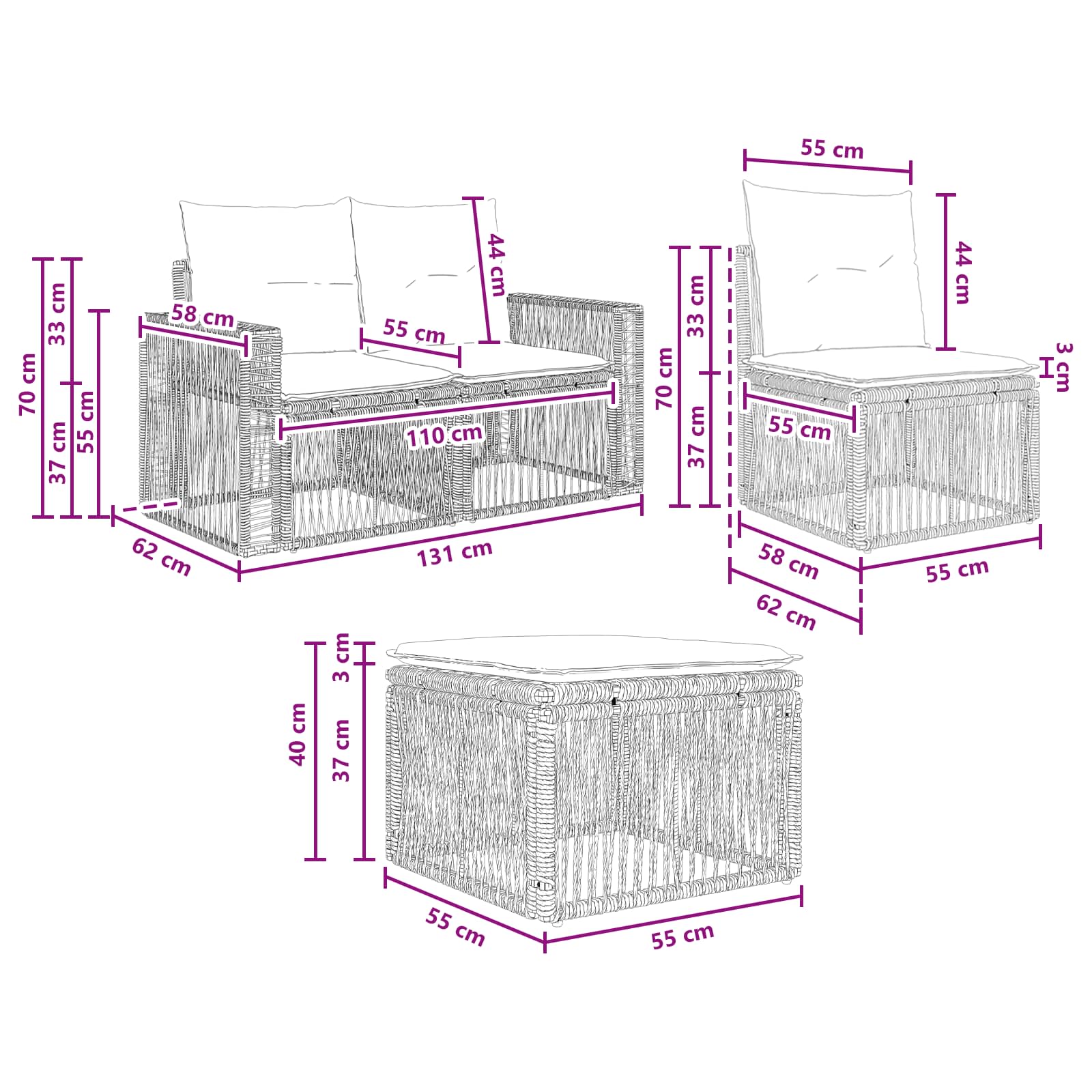 Ensemble de canapé de jardin 6 pcs Beige et blanc crème - XIOS