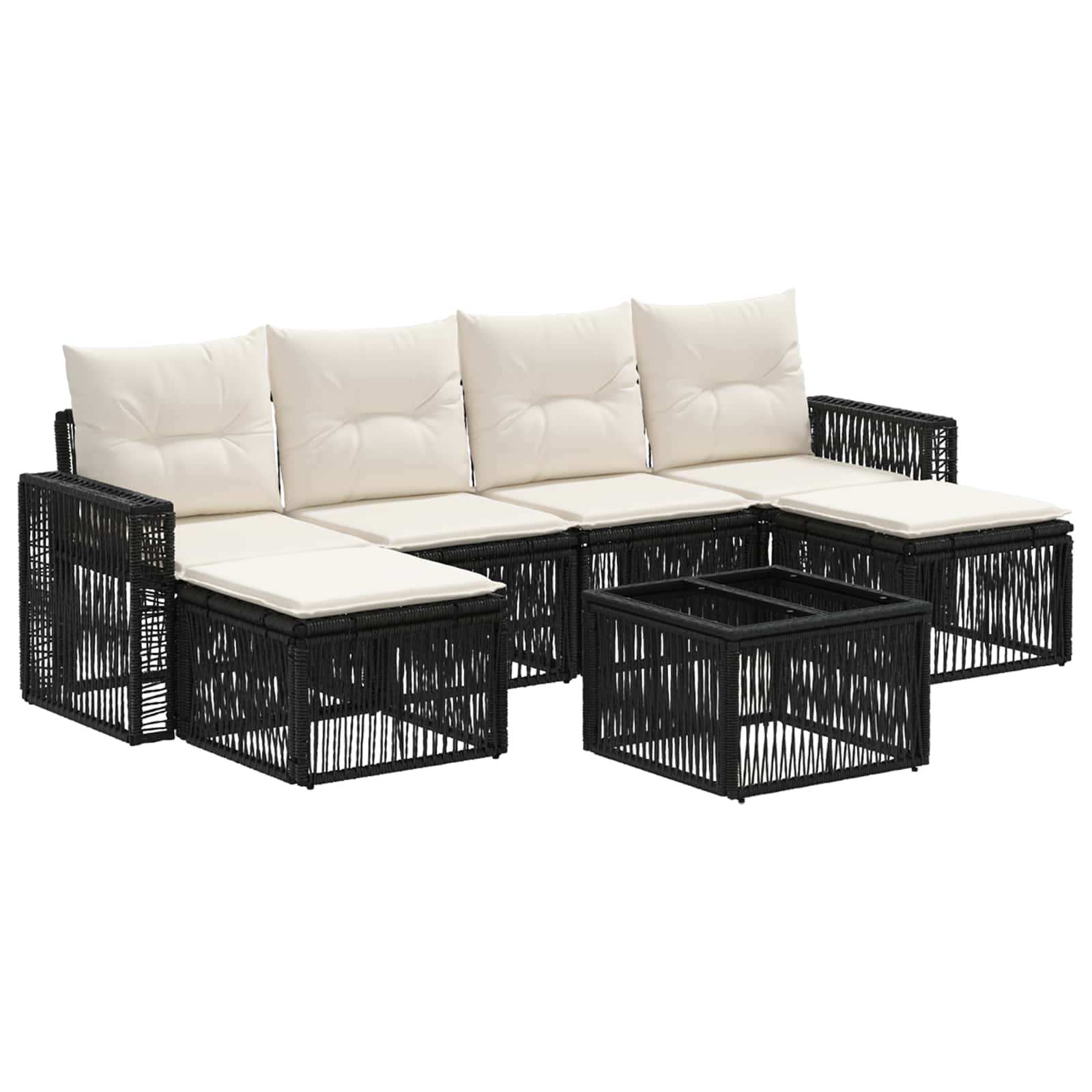 Ensemble de canapé de jardin 7 pcs Noir et blanc crème - XIOS