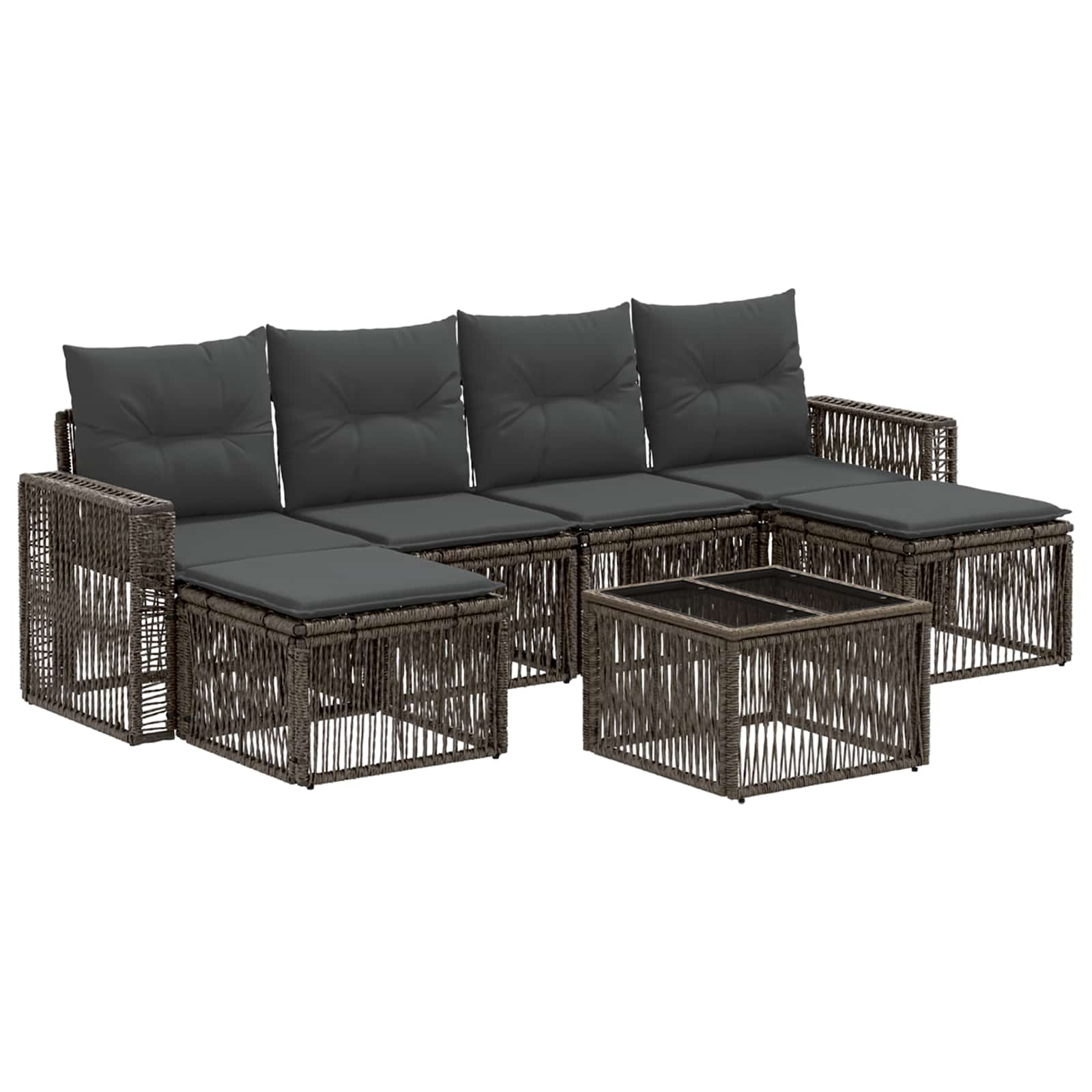 Ensemble de canapé de jardin 7 pcs Gris et Gris foncé polyrotin - XIOS