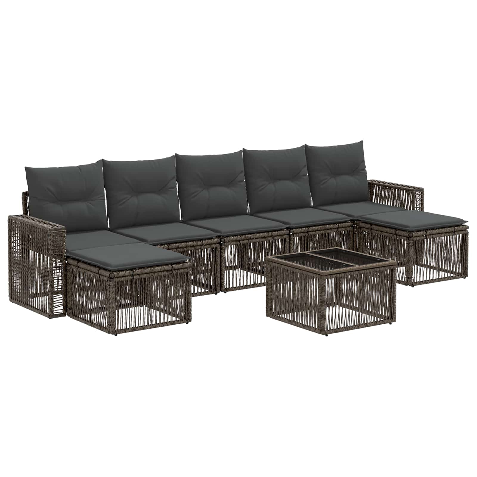 Ensemble de canapé de jardin 8 pcs Gris et Gris foncé polyrotin - XIOS