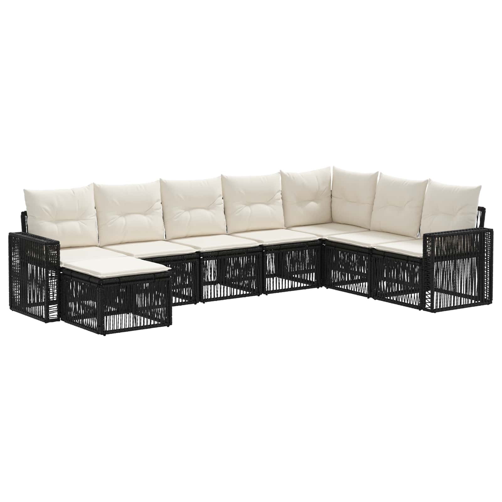 Ensemble de canapé de jardin 8 pcs Noir et blanc crème - XIOS