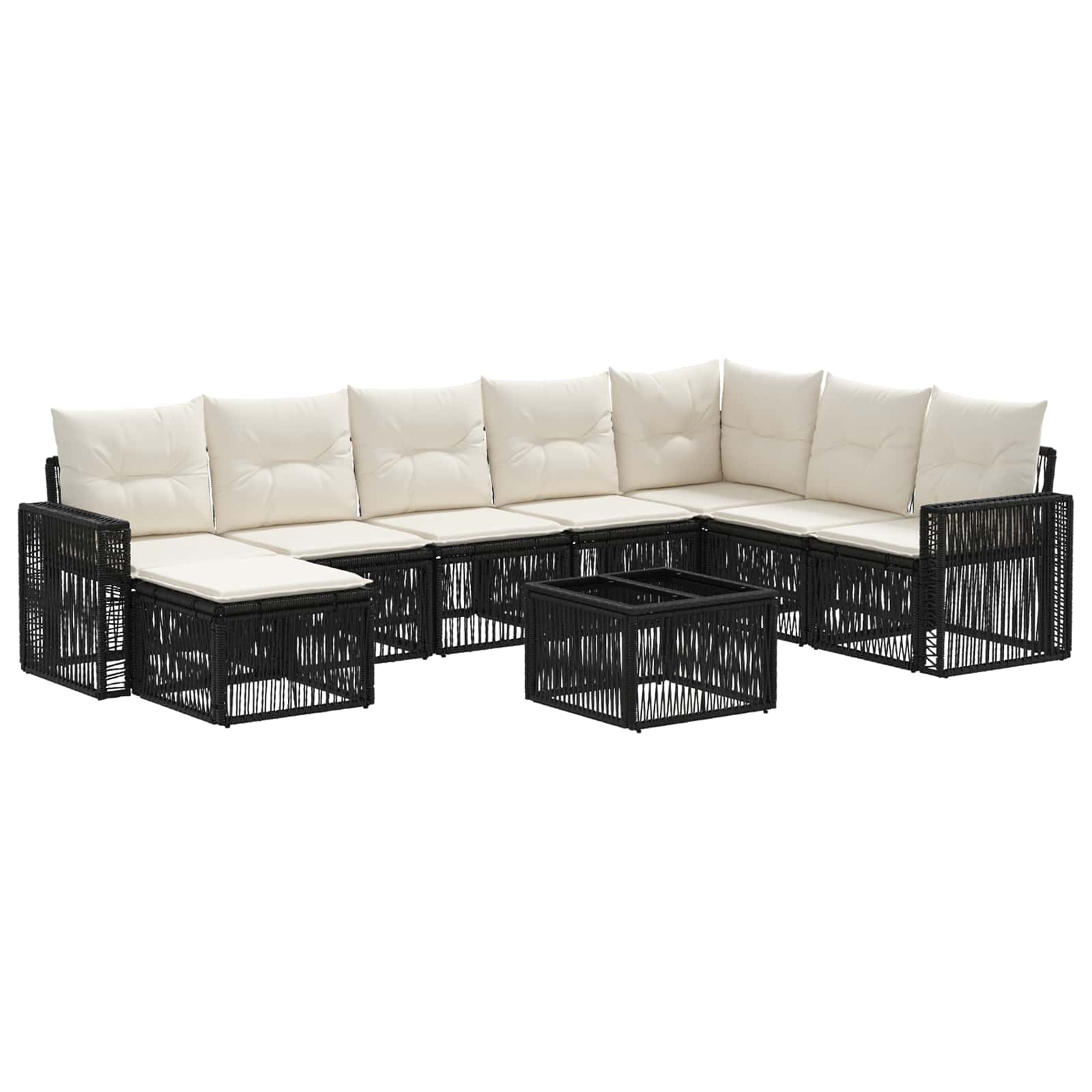 Ensemble de canapé de jardin 9 pcs Noir et blanc crème - XIOS