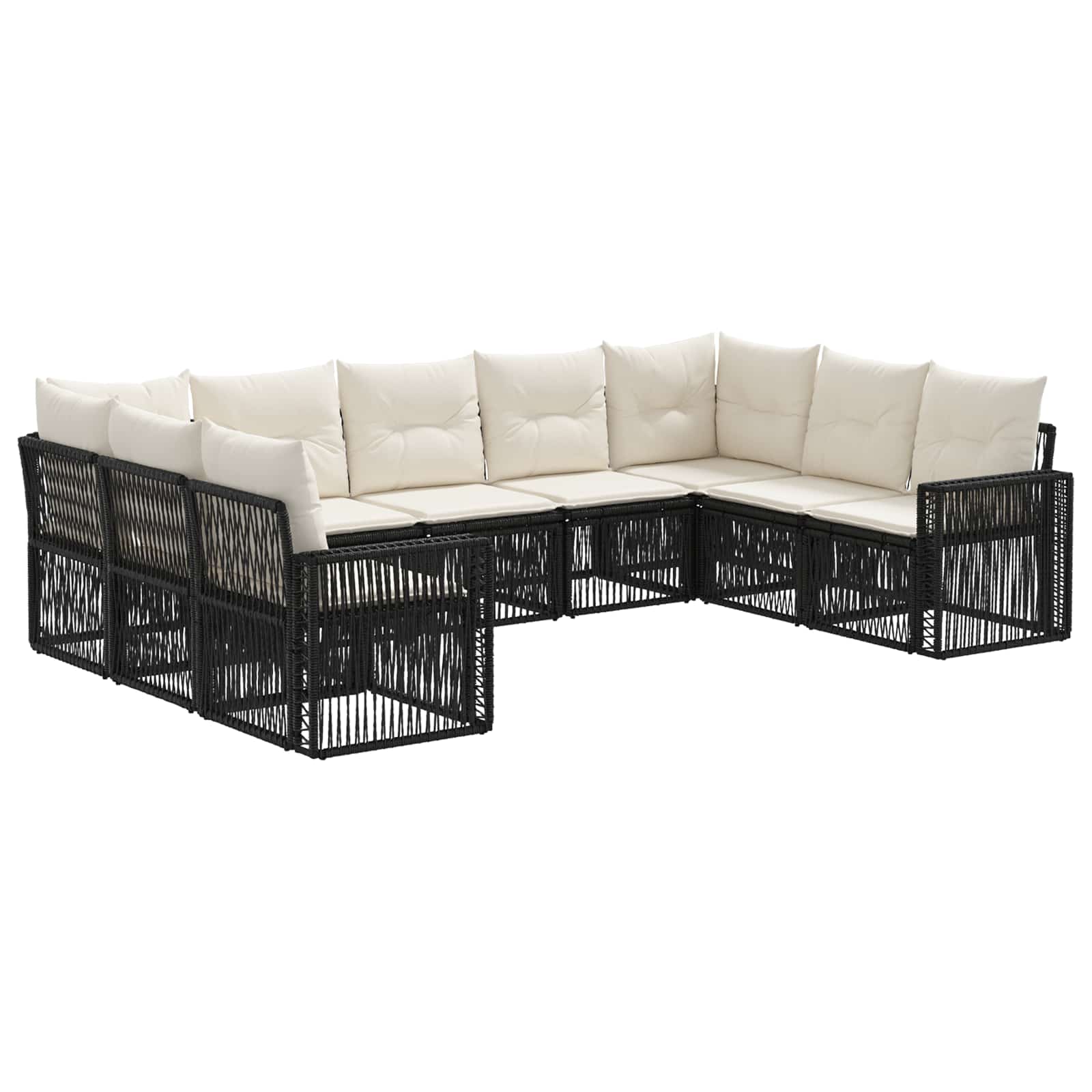 Ensemble de canapé de jardin 9 pcs Noir et blanc crème - XIOS