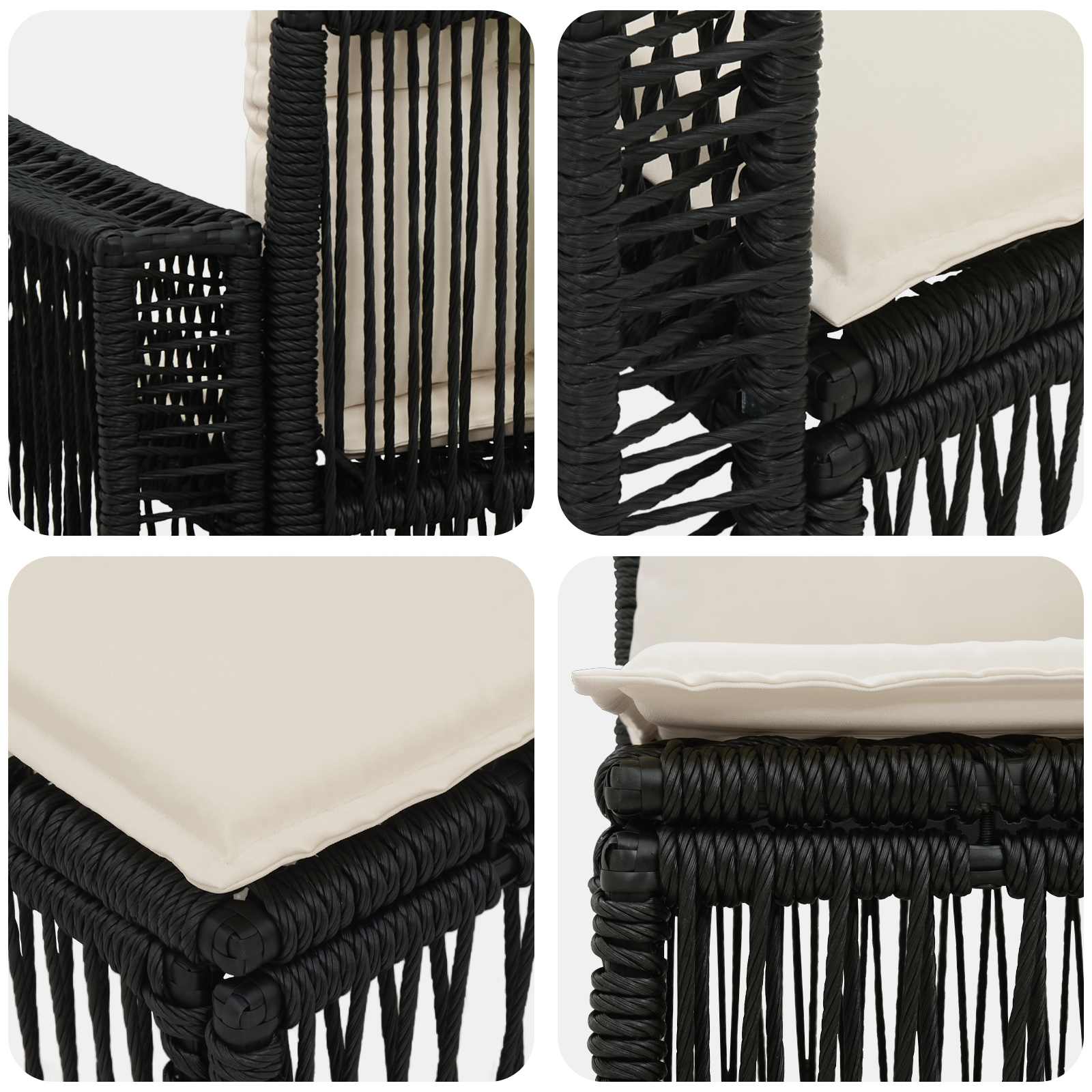 Ensemble de canapé de jardin 10 pcs Noir et blanc crème - XIOS