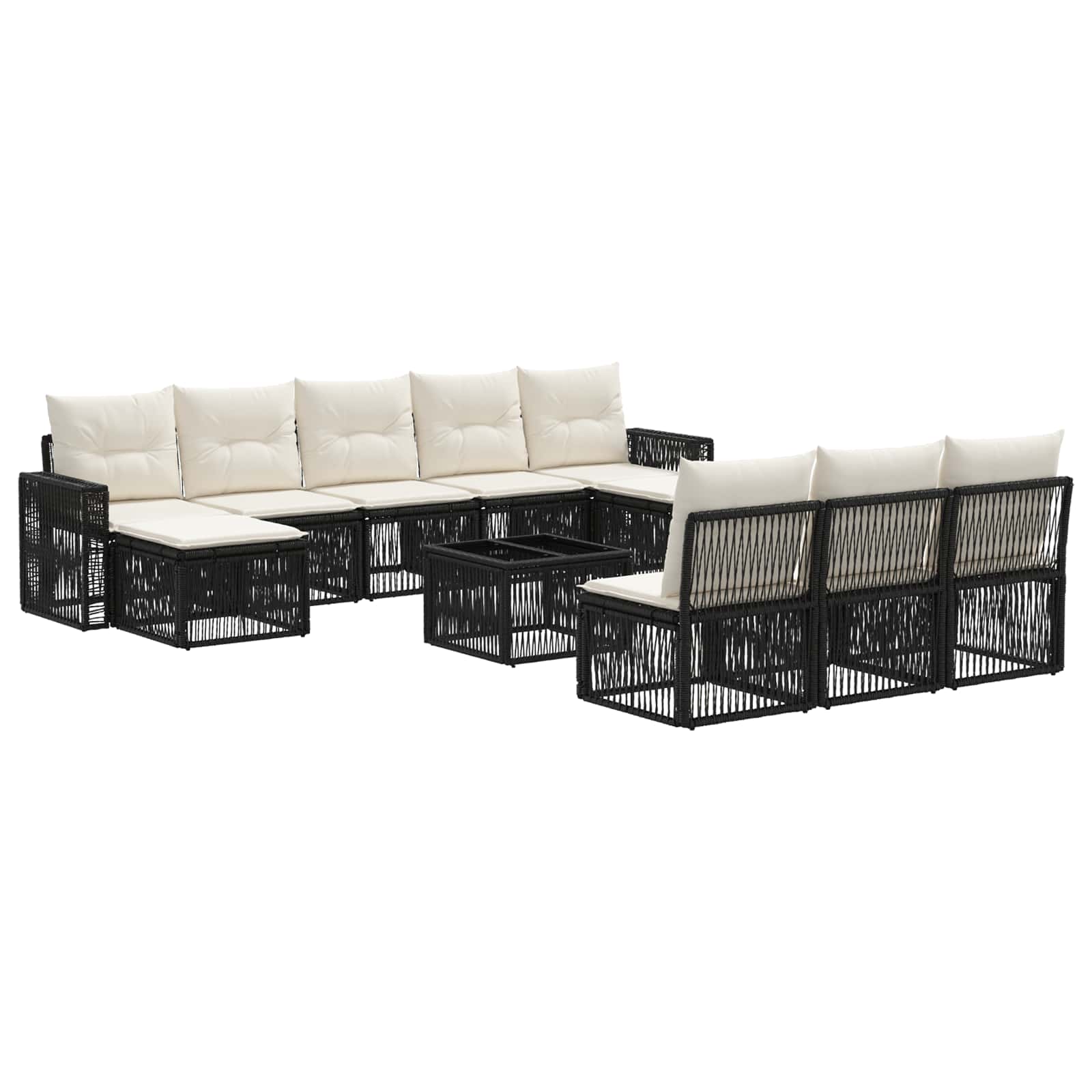 Ensemble de canapé de jardin 11 pcs Noir et blanc crème - XIOS
