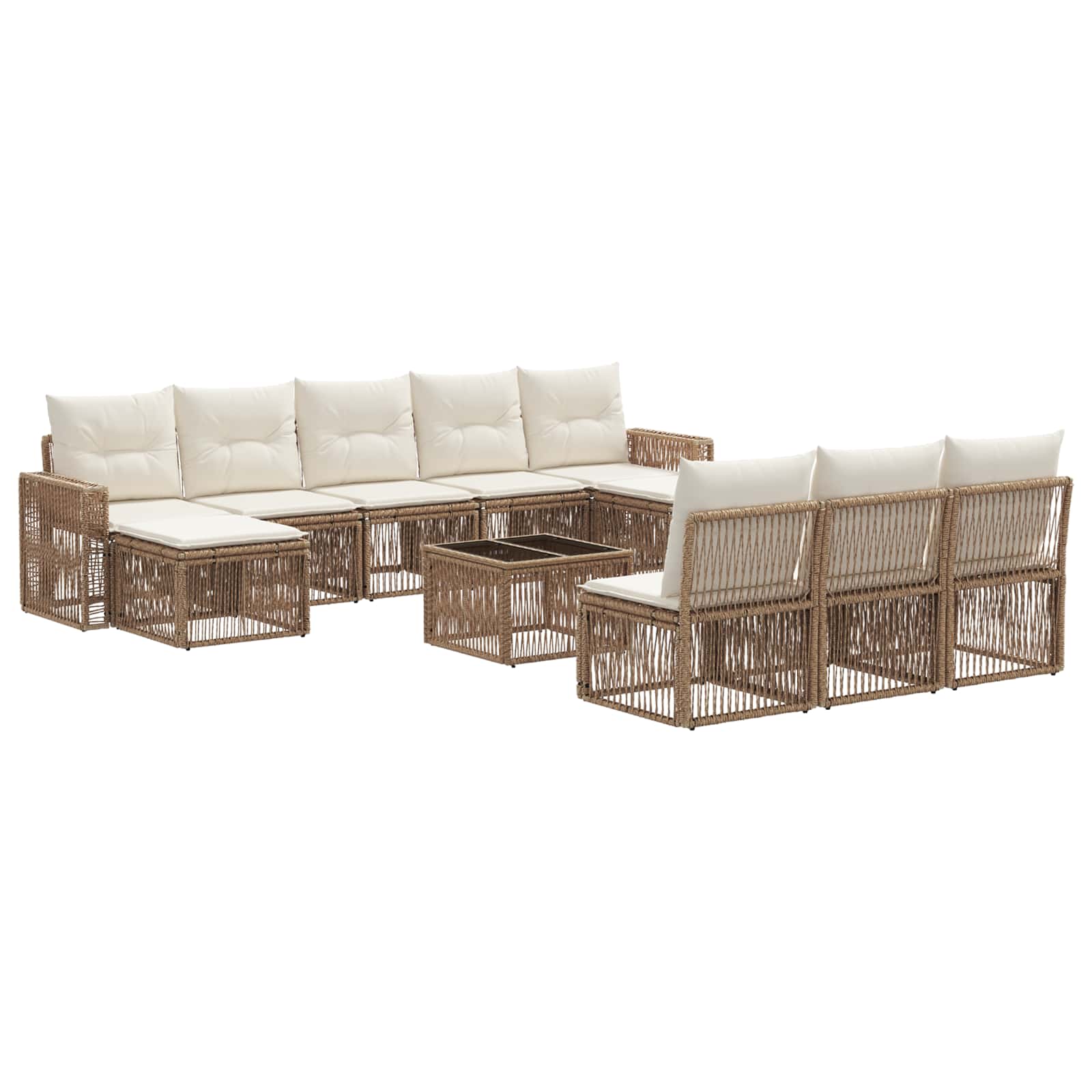 Ensemble de canapé de jardin 11 pcs Beige et blanc crème - XIOS