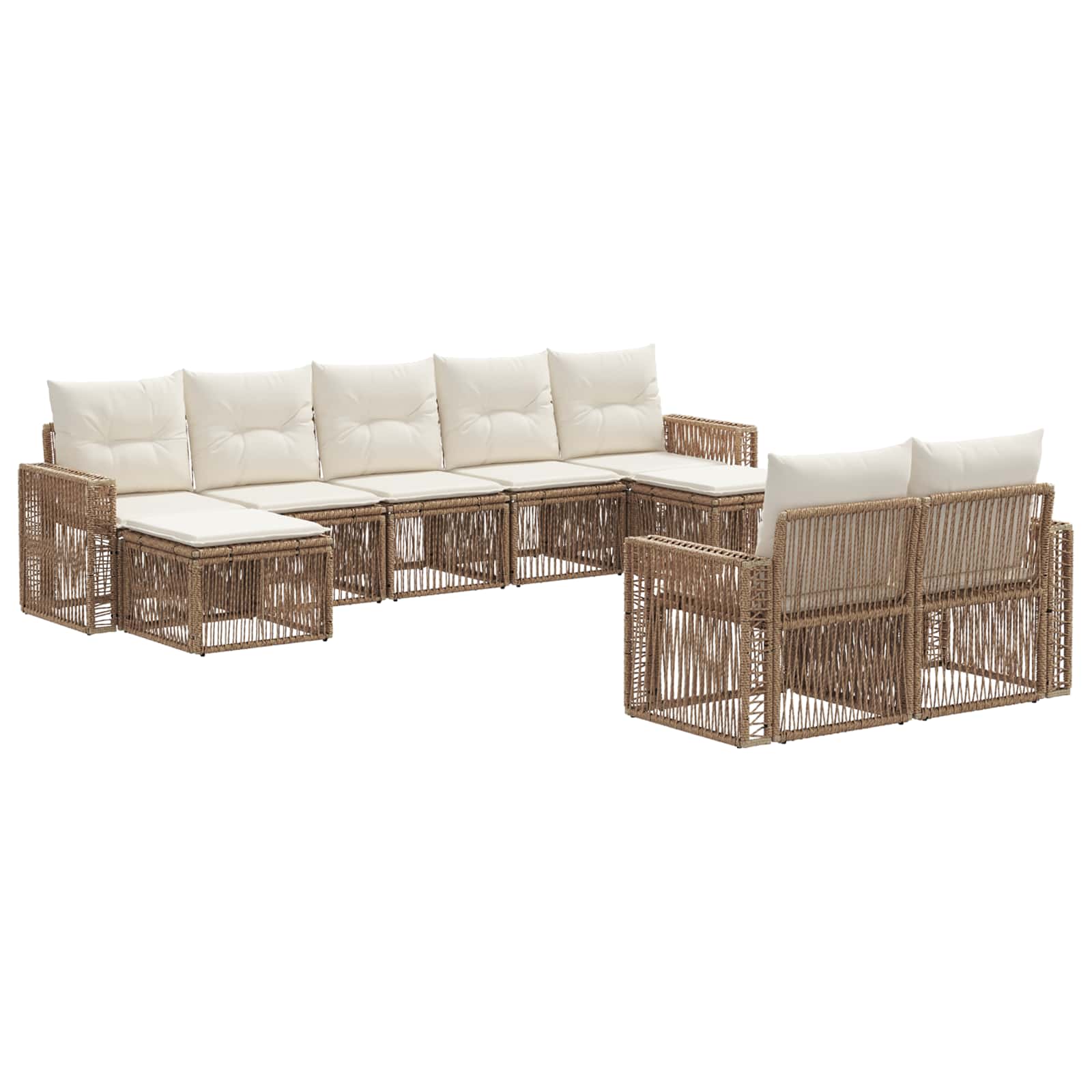 Ensemble de canapé de jardin 9 pcs Beige et blanc crème - XIOS
