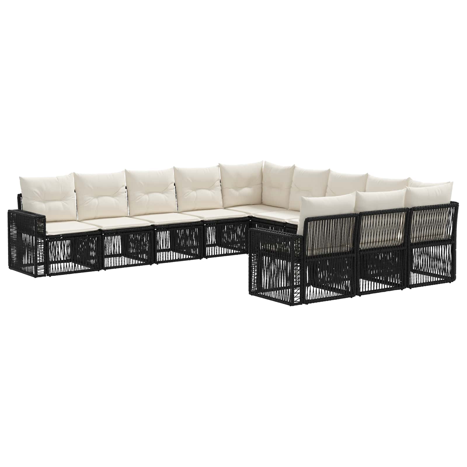 Ensemble de canapé de jardin 11 pcs Noir et blanc crème - XIOS