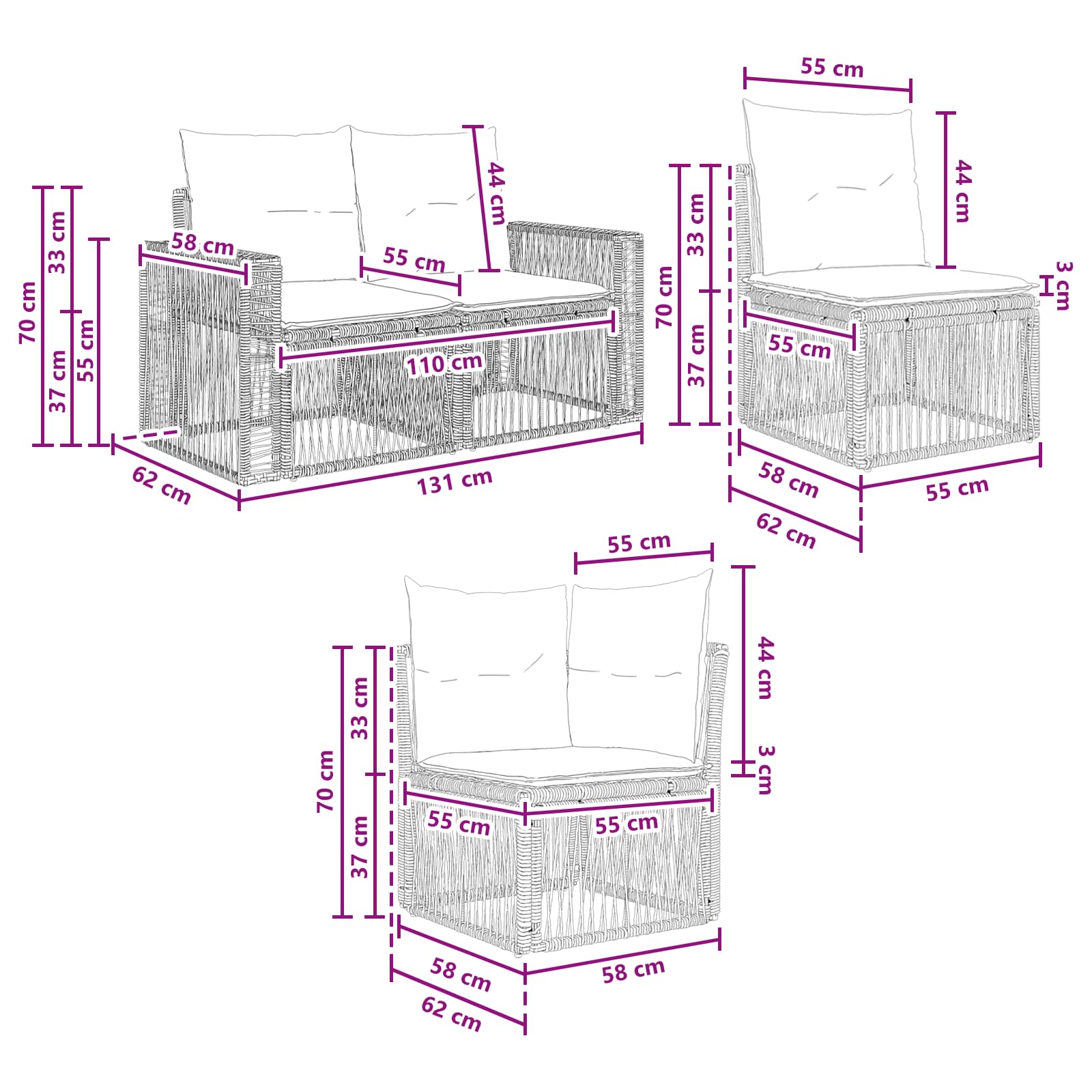 Ensemble de canapé de jardin 11 pcs Beige et blanc crème - XIOS