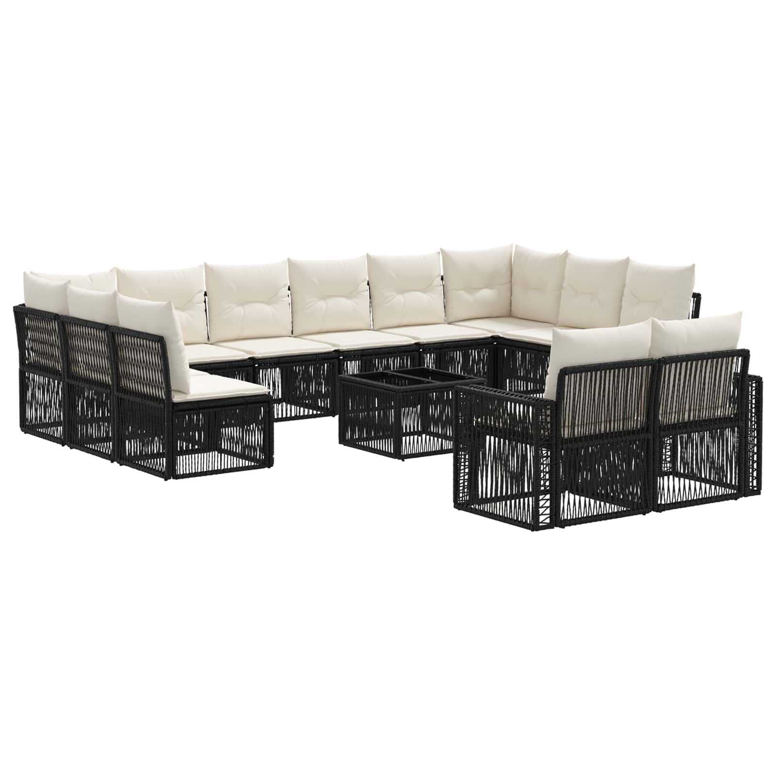Ensemble de canapé de jardin 13 pcs Noir et blanc crème - XIOS
