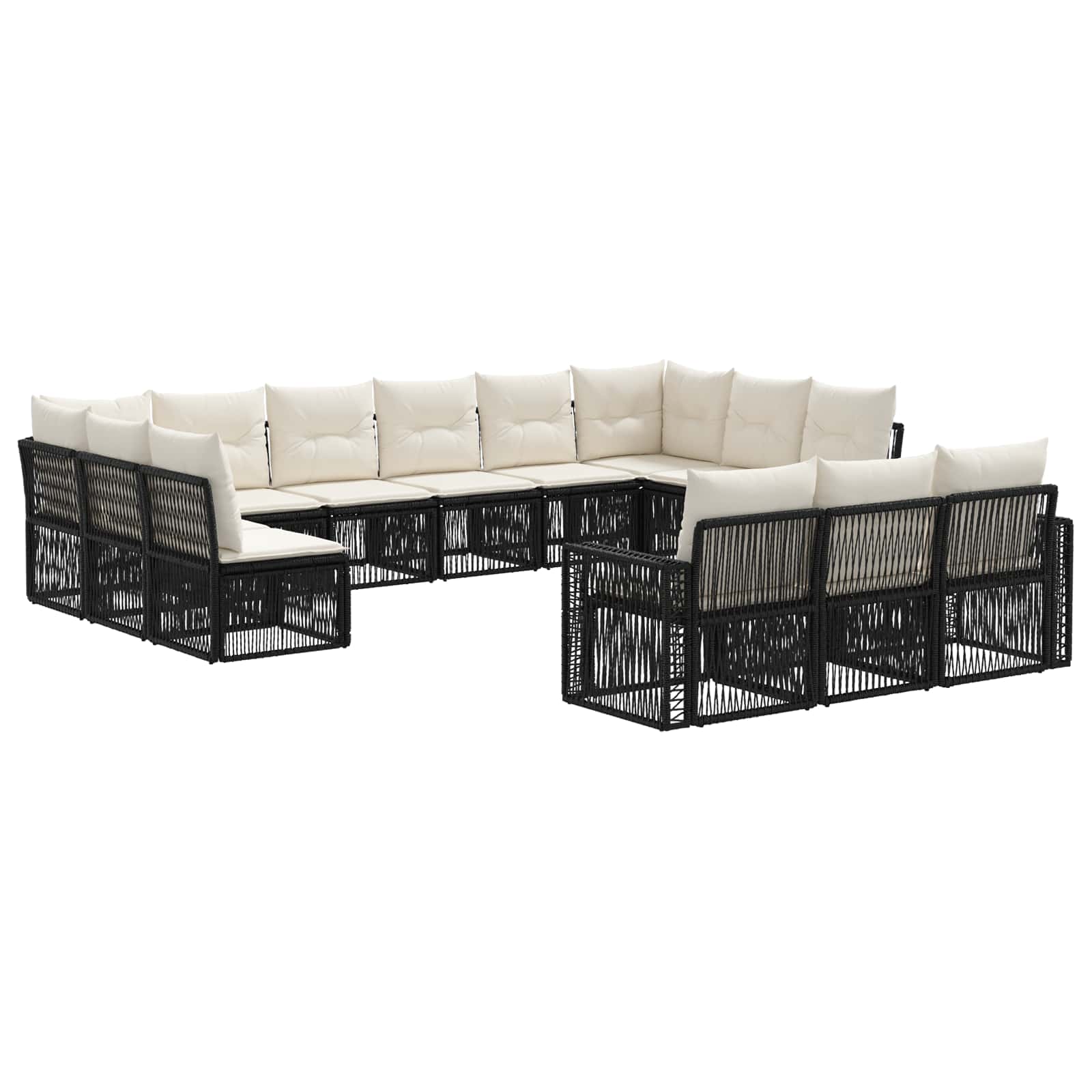 Ensemble de canapé de jardin 13 pcs Noir et blanc crème - XIOS