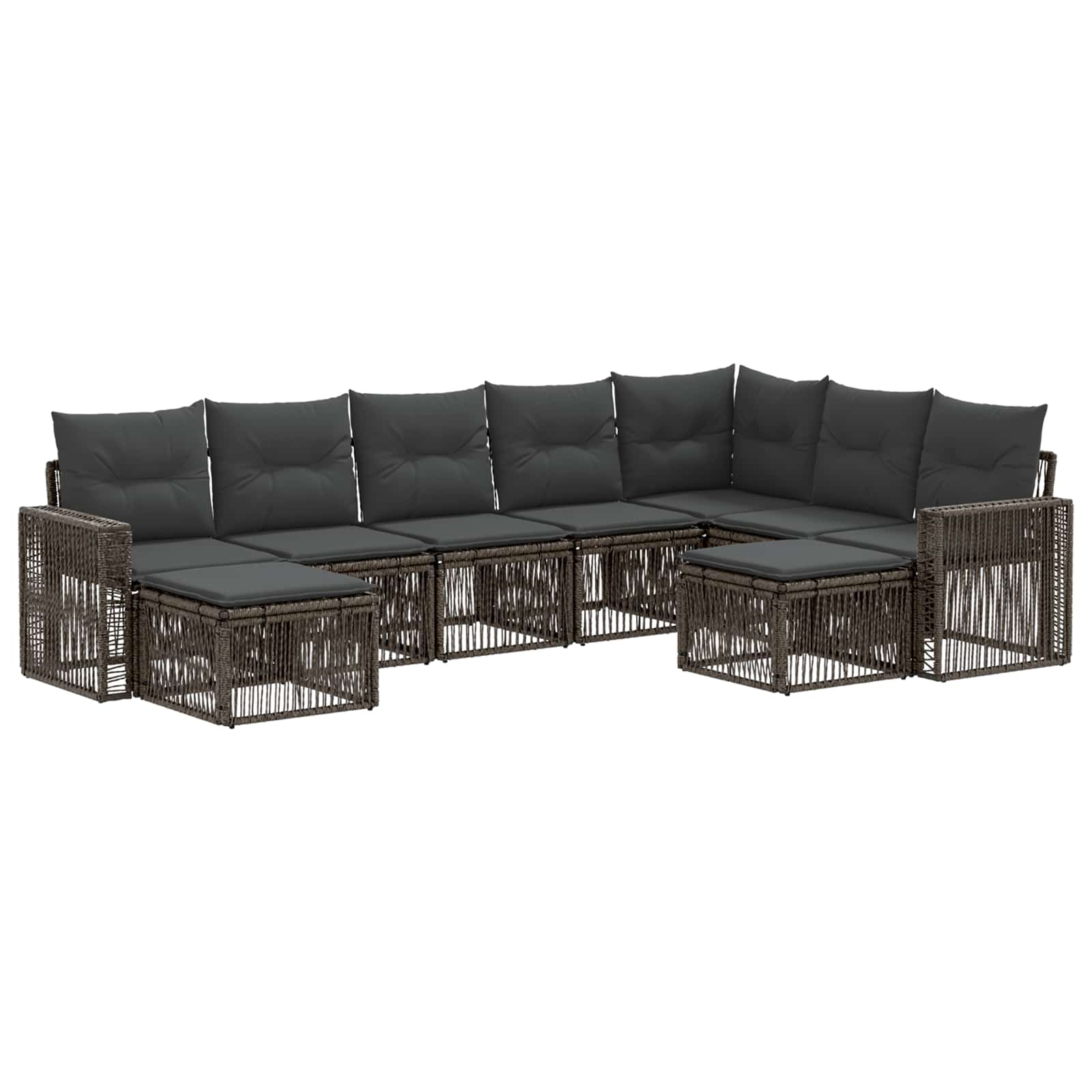 Ensemble de canapé de jardin 9 pcs Gris et Gris foncé polyrotin - XIOS