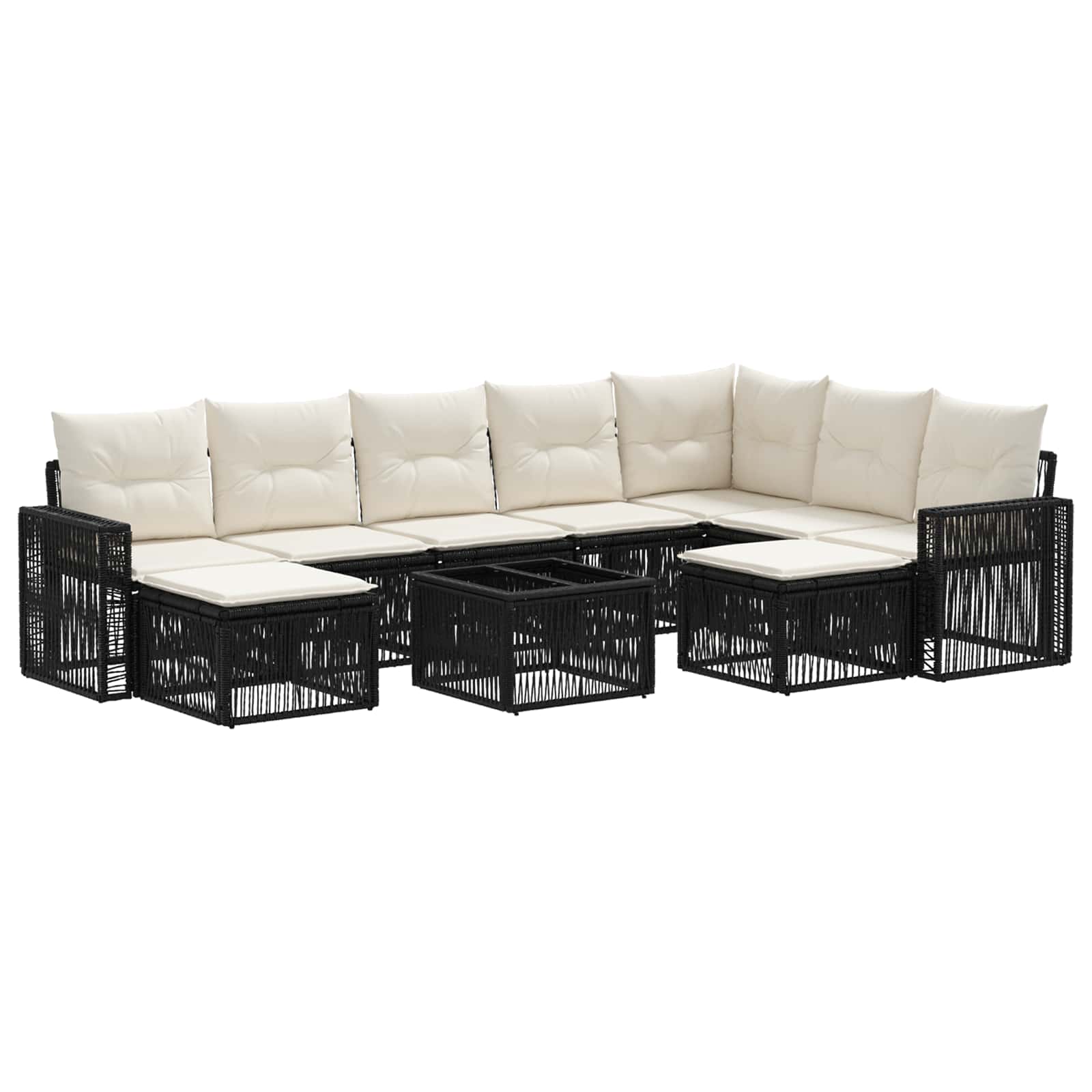 Ensemble de canapé de jardin 10 pcs Noir et blanc crème - XIOS