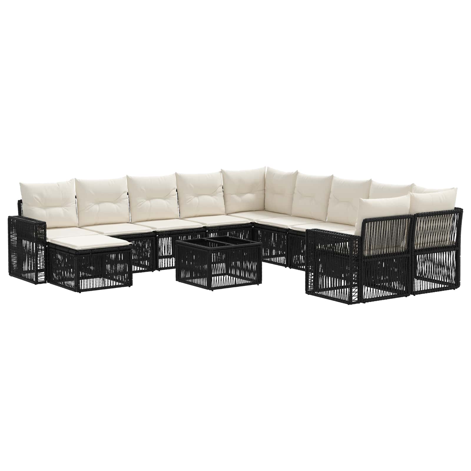 Ensemble de canapé de jardin 12 pcs Noir et blanc crème - XIOS