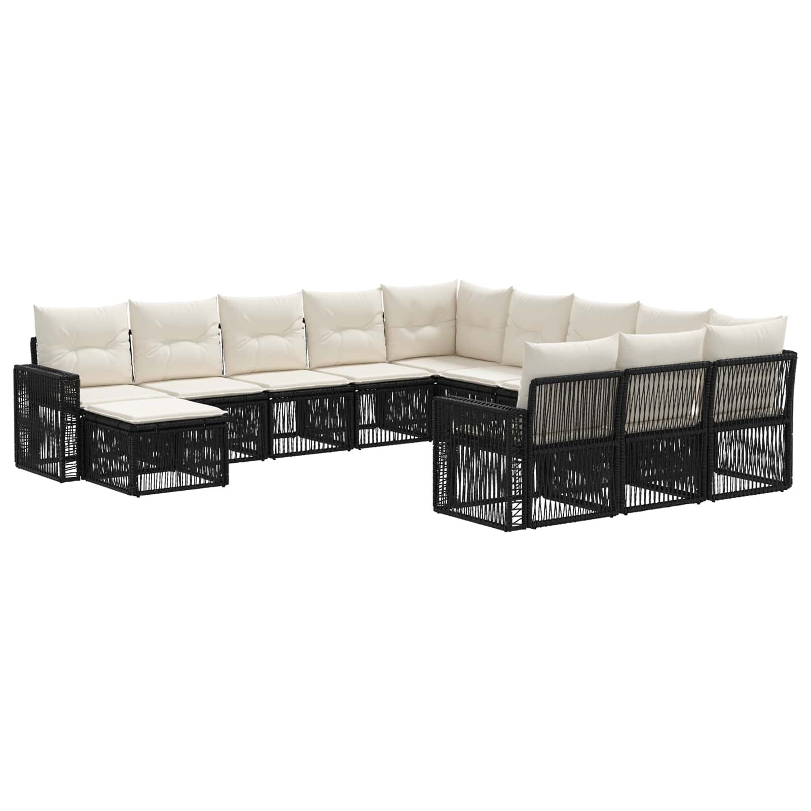 Ensemble de canapé de jardin 12 pcs Noir et blanc crème - XIOS