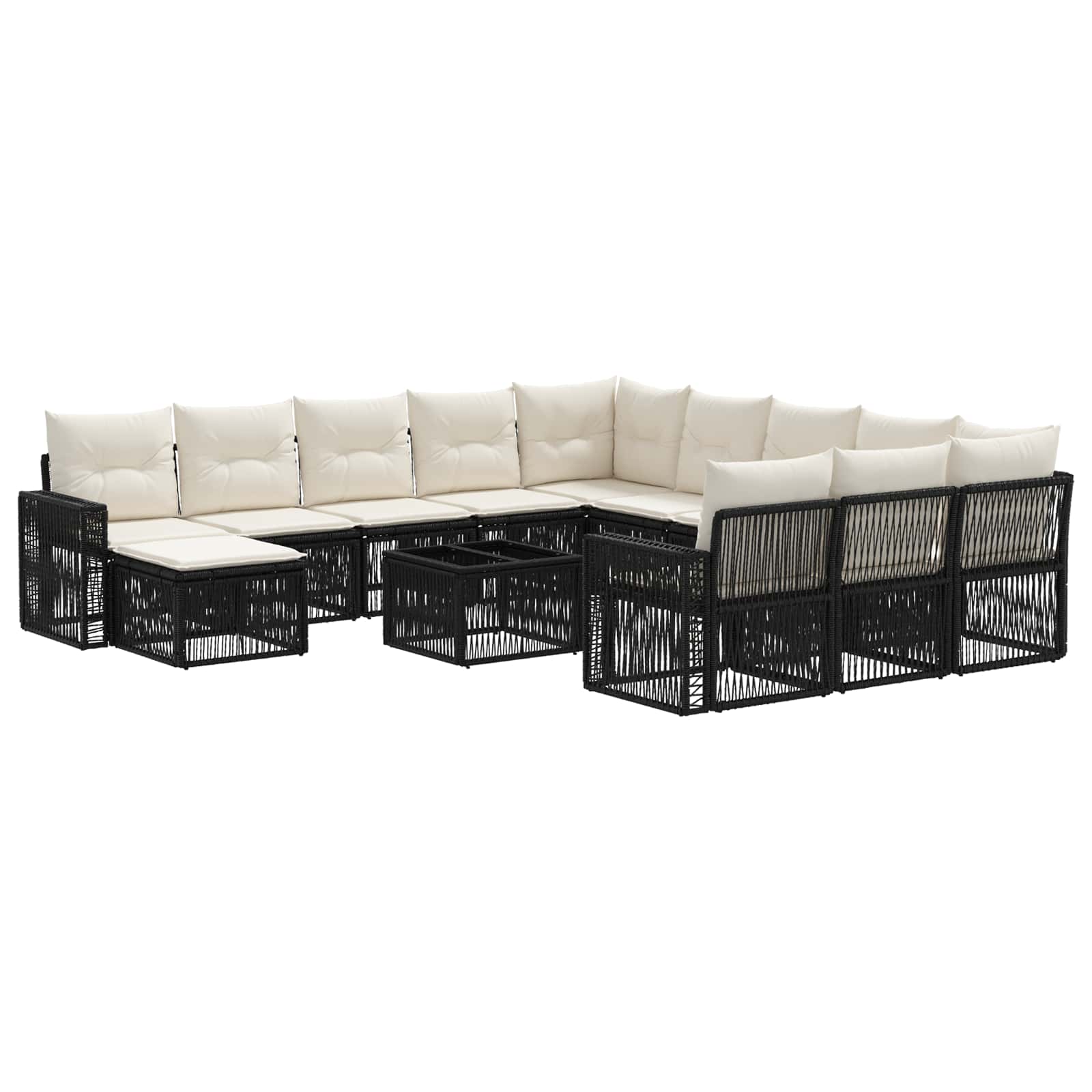 Ensemble de canapé de jardin 13 pcs Noir et blanc crème - XIOS