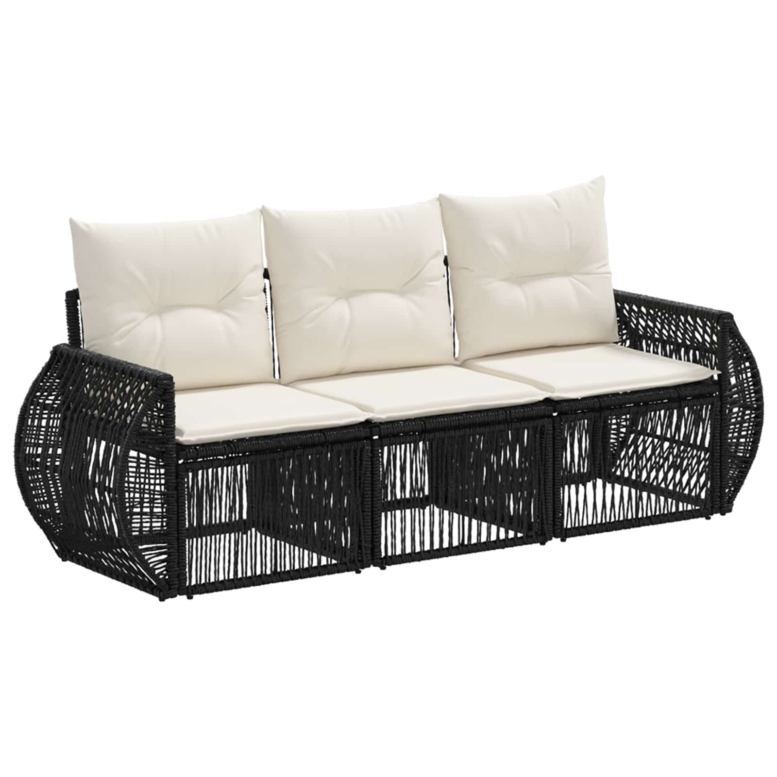 Ensemble de canapé de jardin 3 pcs Noir et blanc crème - XIOS