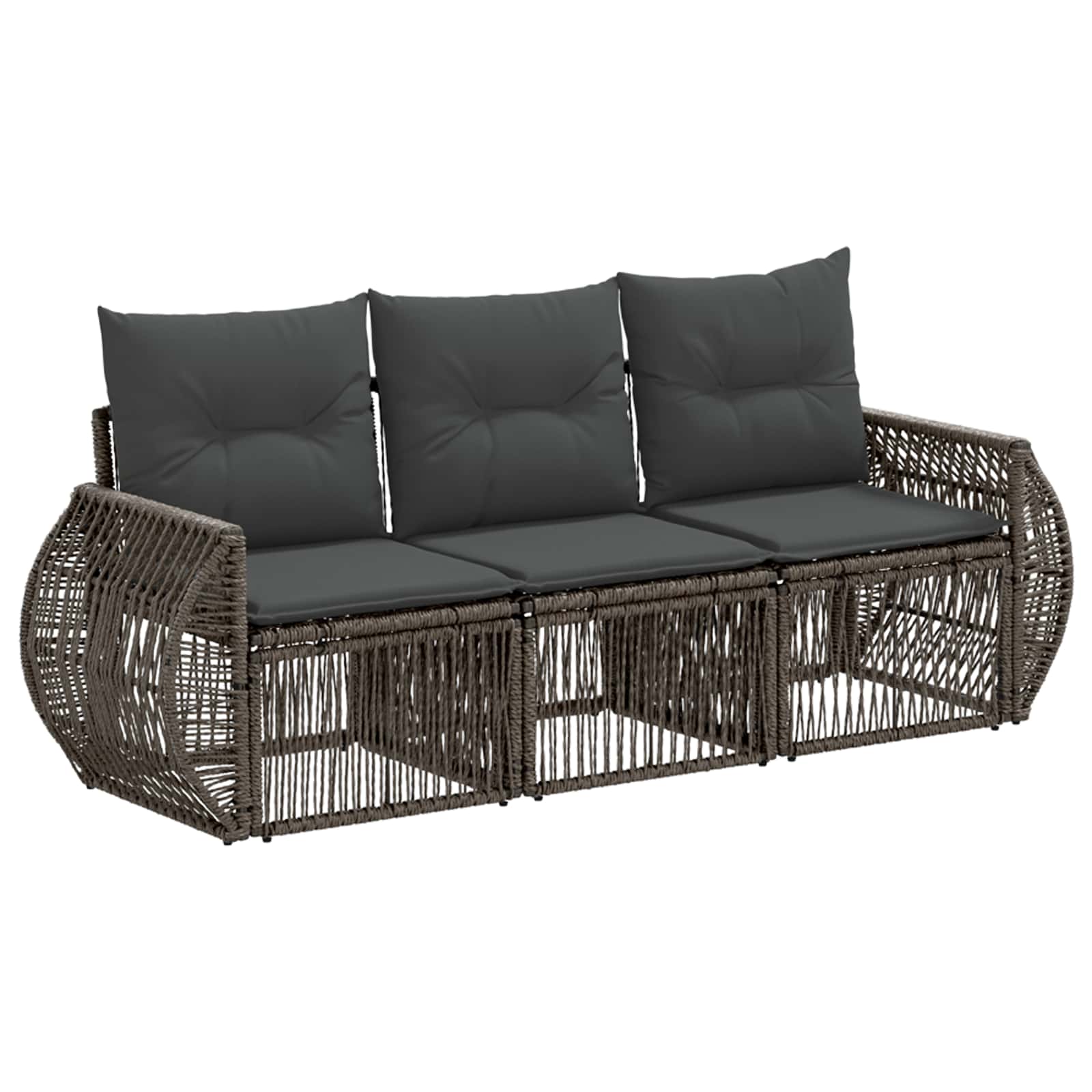 Ensemble de canapé de jardin 3 pcs Gris et Gris foncé polyrotin - XIOS