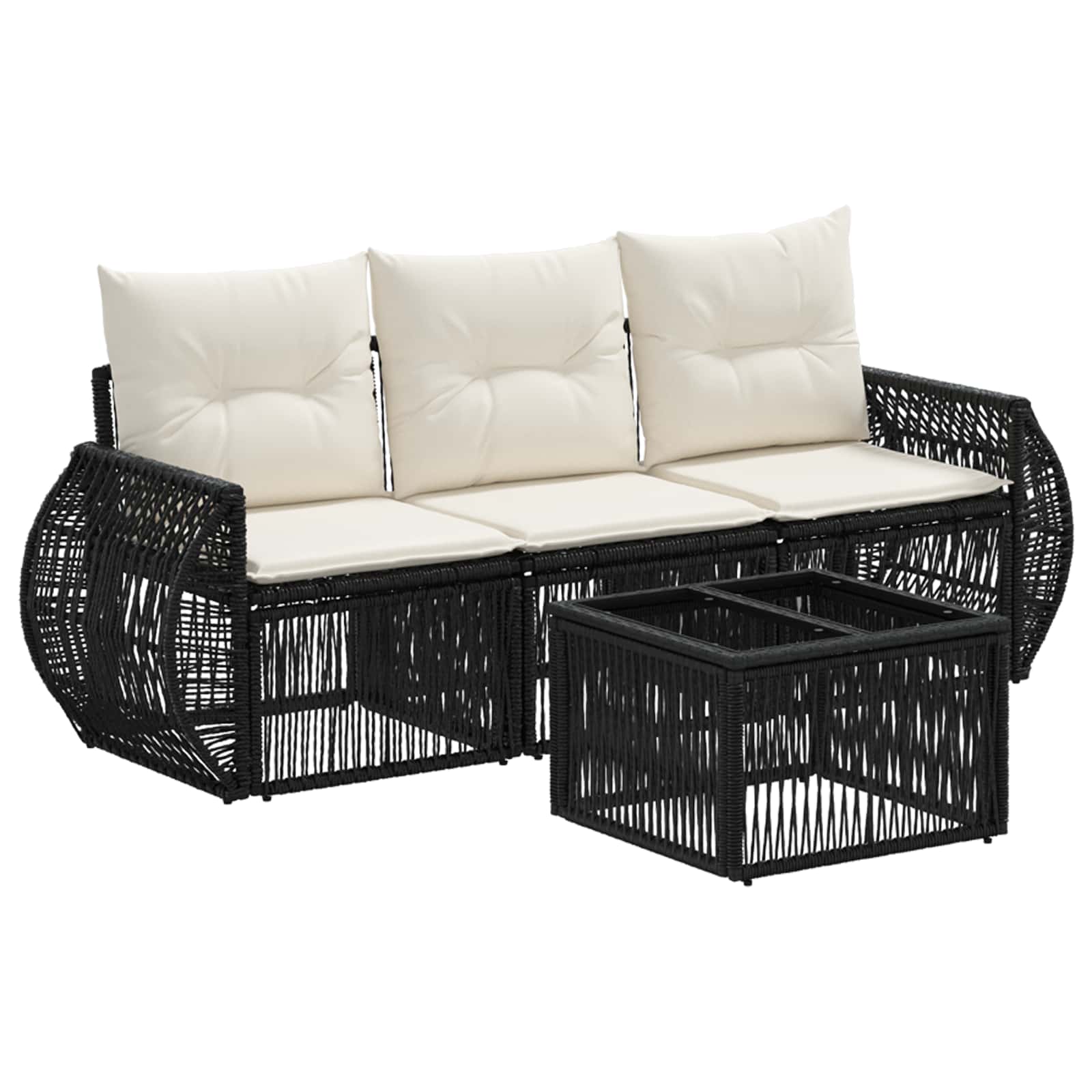 Ensemble de canapé de jardin 4 pcs Noir et blanc crème - XIOS